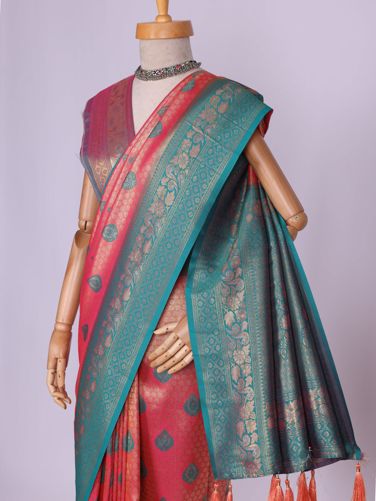 Peach color Kanjivaram work Designer Saree BLS1007_Peach