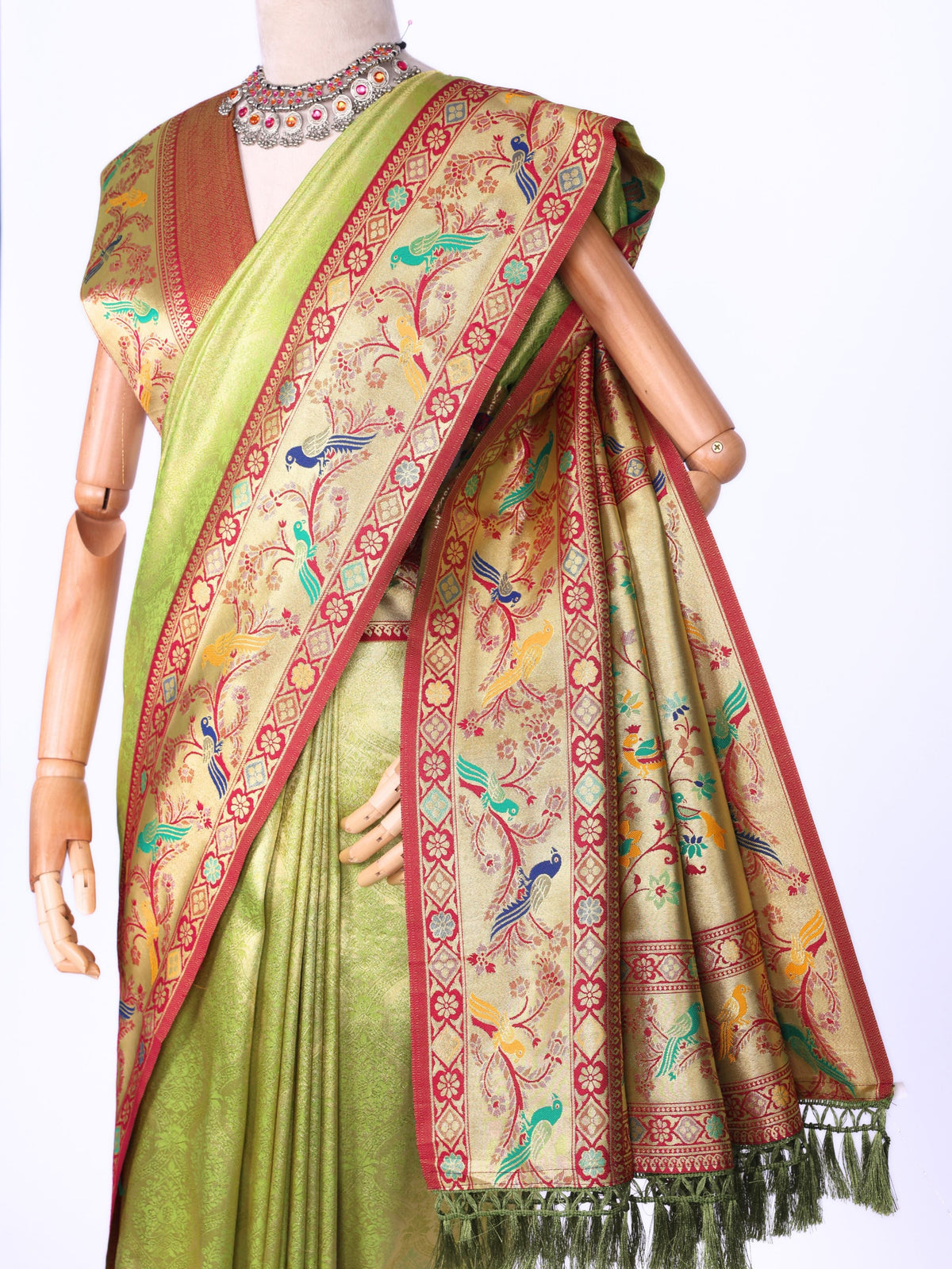 Parrot color Kanjivaram work Designer Saree BLS1014_Parrot