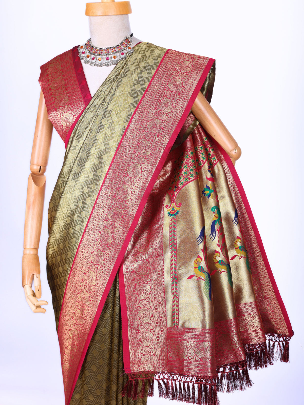 Maroon color Kanjivaram work Designer Saree BLS1016_Maroon