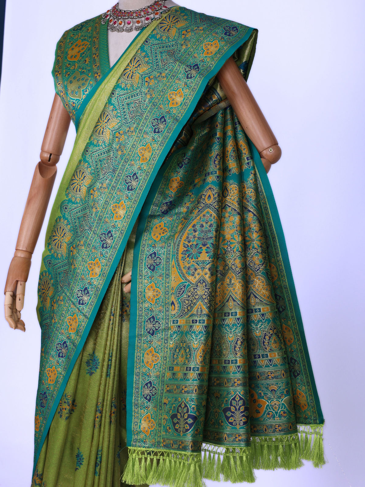 Parrot color Kanjivaram work Designer Saree BLS1019_Parrot