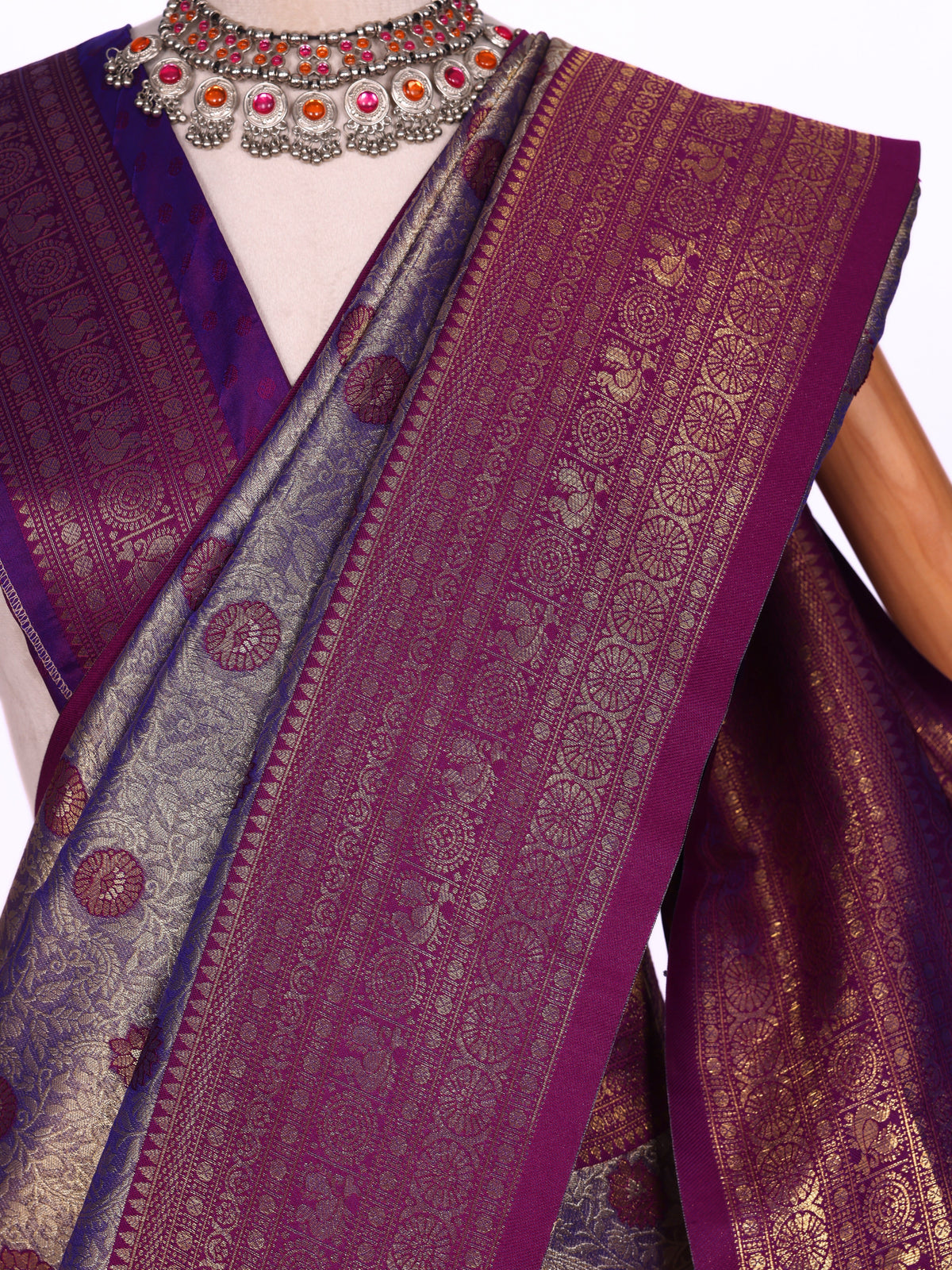 Purple color Kanjivaram work Designer Saree BLS1009_Purple