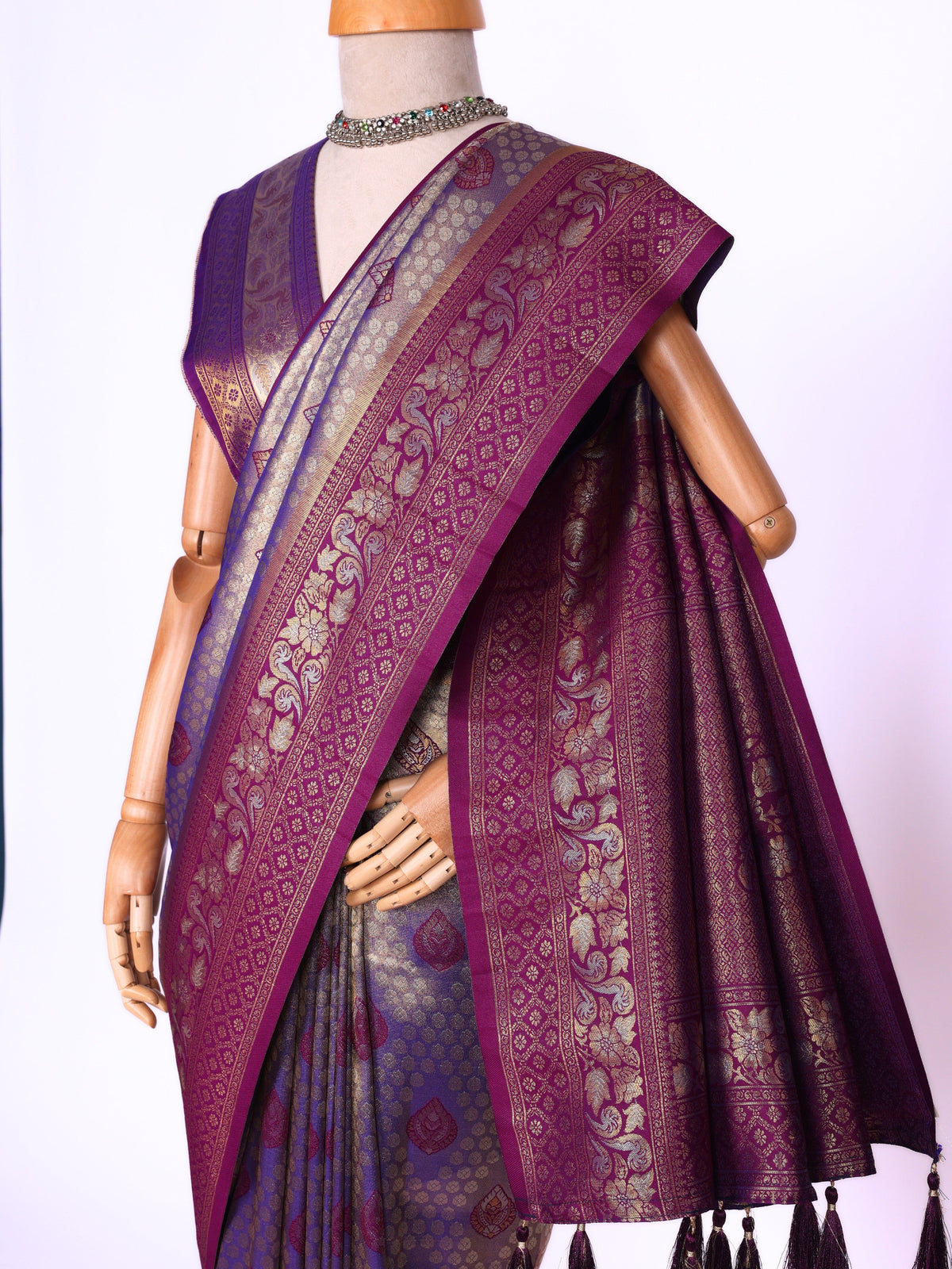 Purple color Kanjivaram work Designer Saree BLS1007_Purple