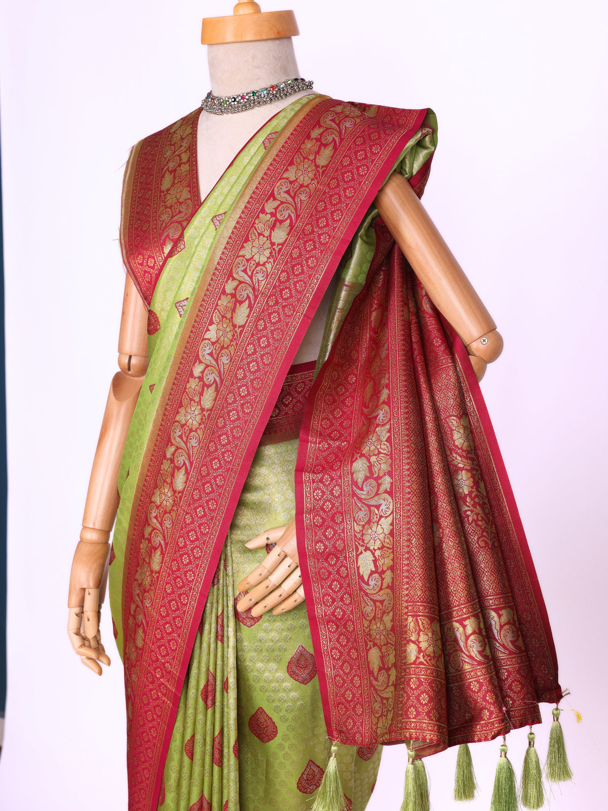 Parrot color Kanjivaram work Designer Saree BLS1007_Parrot