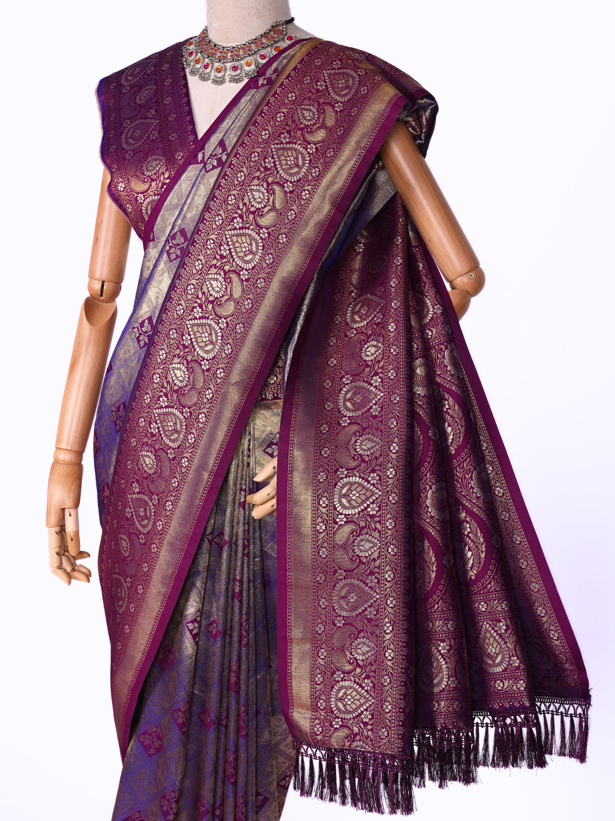 Purple color Kanjivaram work Designer Saree BLS1012_Purple