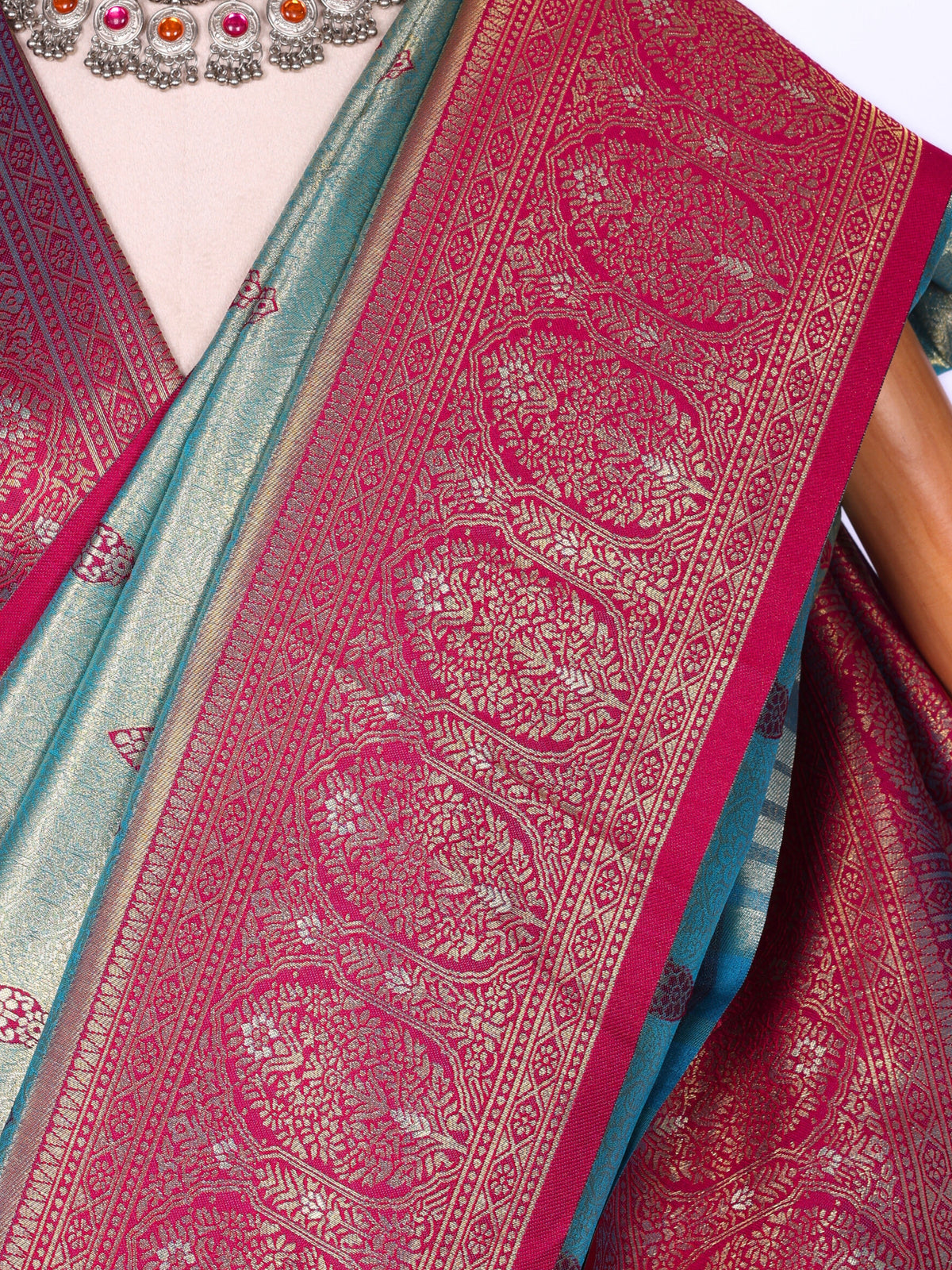 Sky blue color Kanjivaram work Designer Saree BLS1011_Sky blue