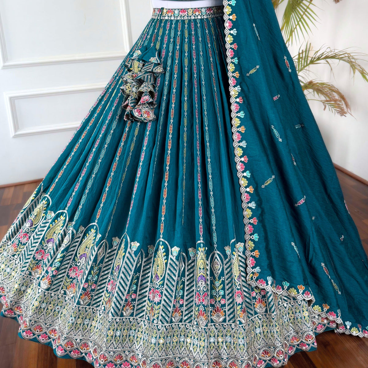 Bondi blue color Sequence Embroidery work Designer Lehenga Choli BL1557