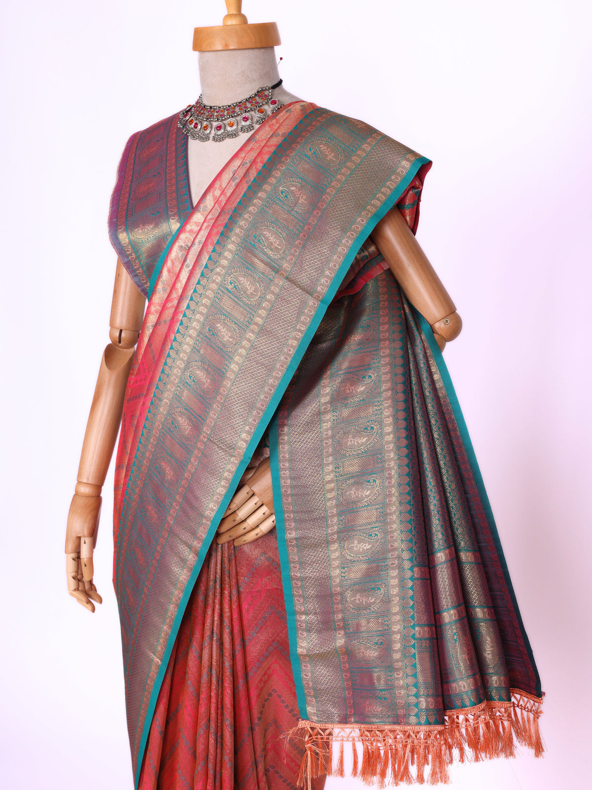Peach color Kanjivaram work Designer Saree BLS1008_Peach