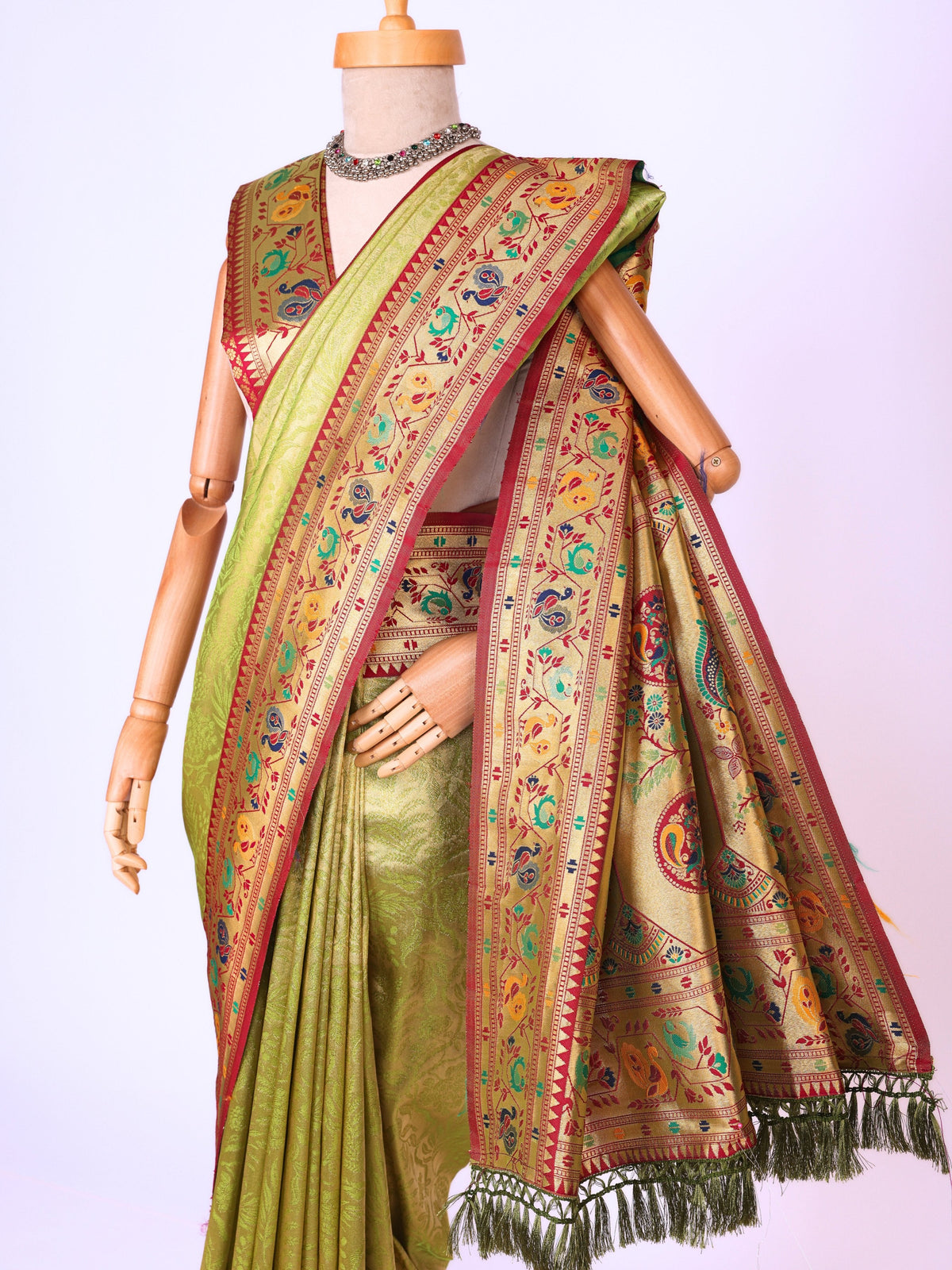 Parrot color Kanjivaram work Designer Saree BLS1005_Parrot