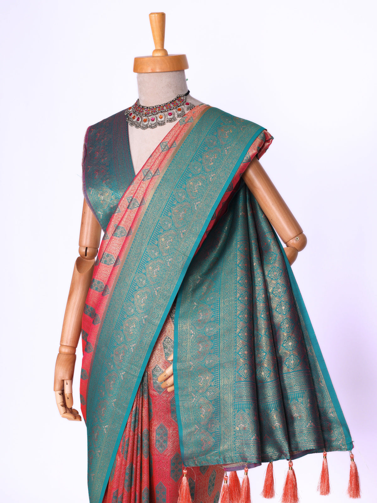 Peach color Kanjivaram work Designer Saree BLS1010_Peach