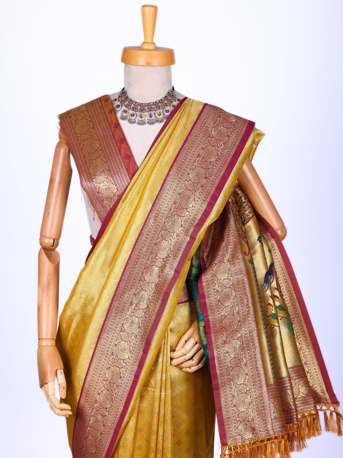 Yellow color Kanjivaram work Designer Saree BLS1016_Yellow
