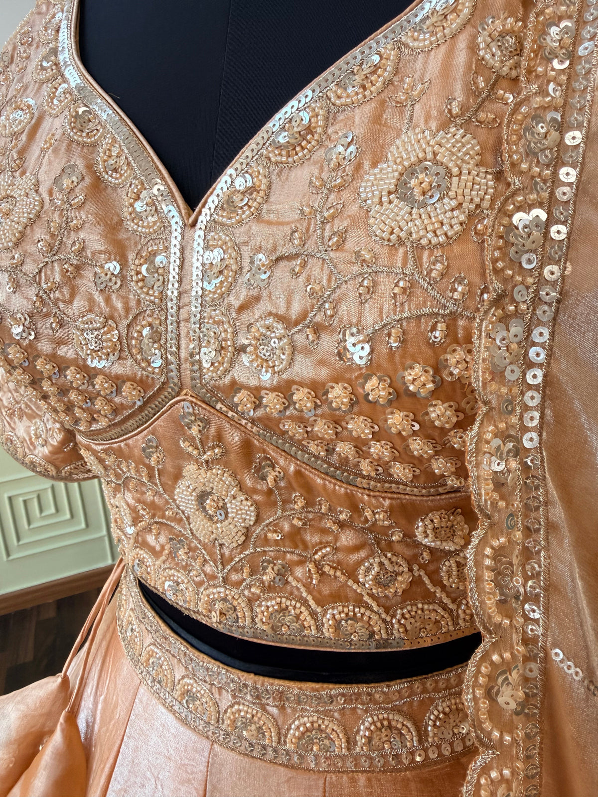 Soft Peach color Bids Embroidery work Lehenga Choli BL1739