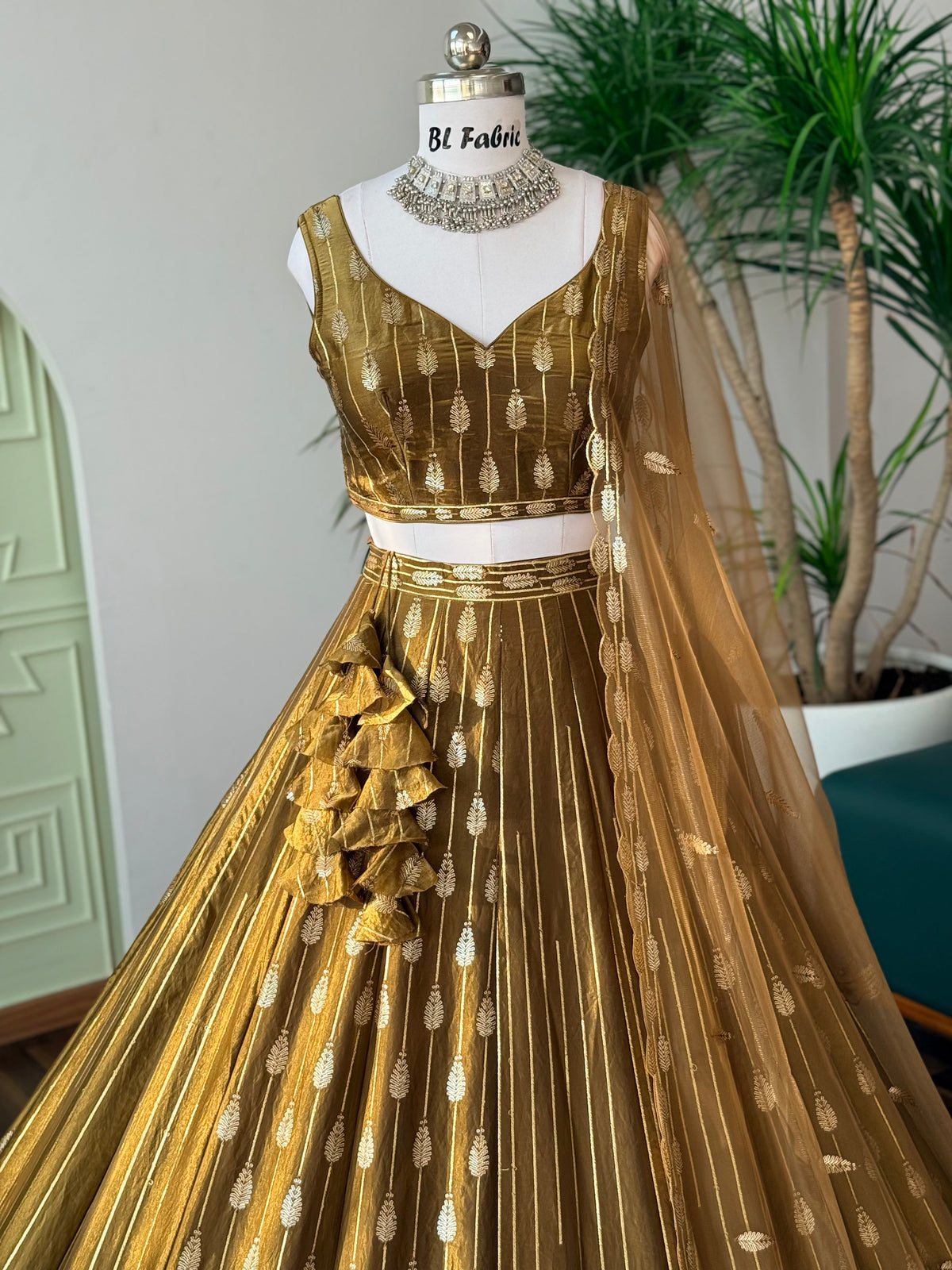 Golden Brown color Designer Sequence Embroidery work Lehenga choli BL1686