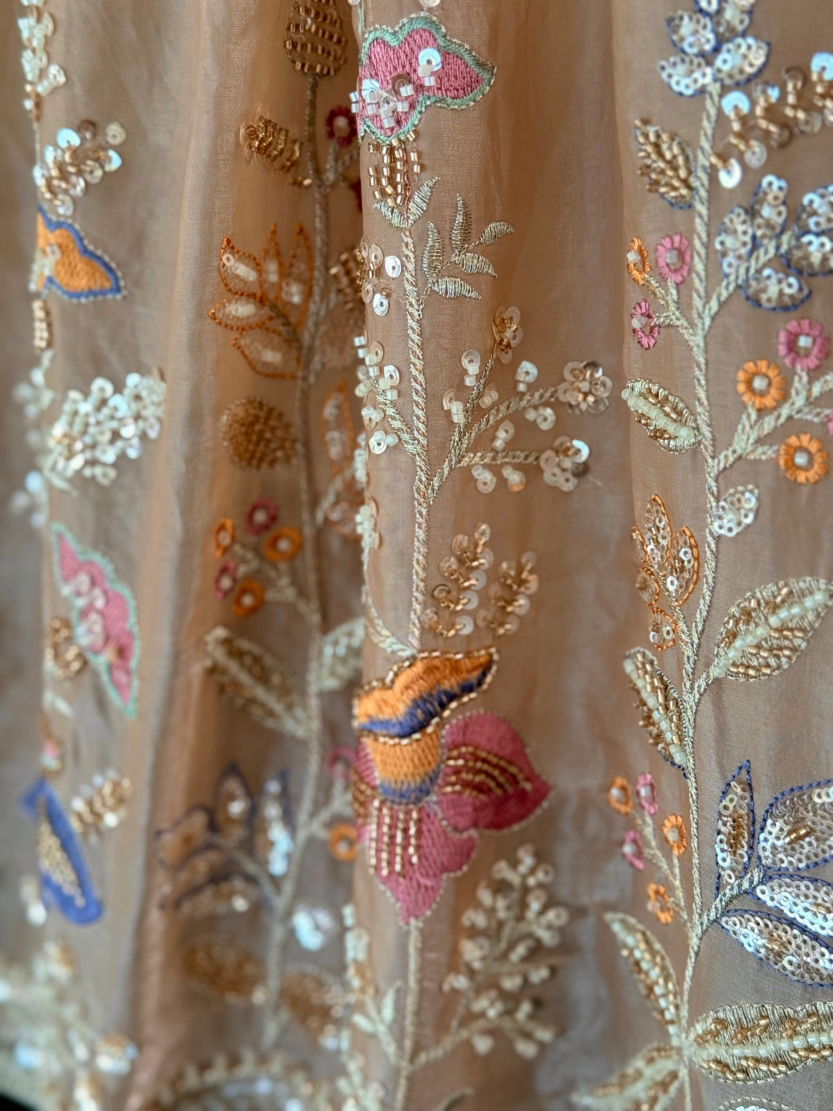 Peach Gold color Bids Embroidery work Lehenga Choli BL1723