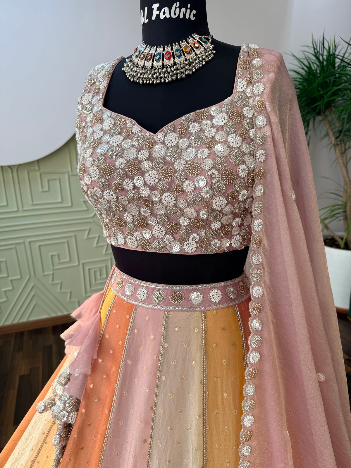 Multi color Designer Bids Embroidery work Lehenga choli BL1749