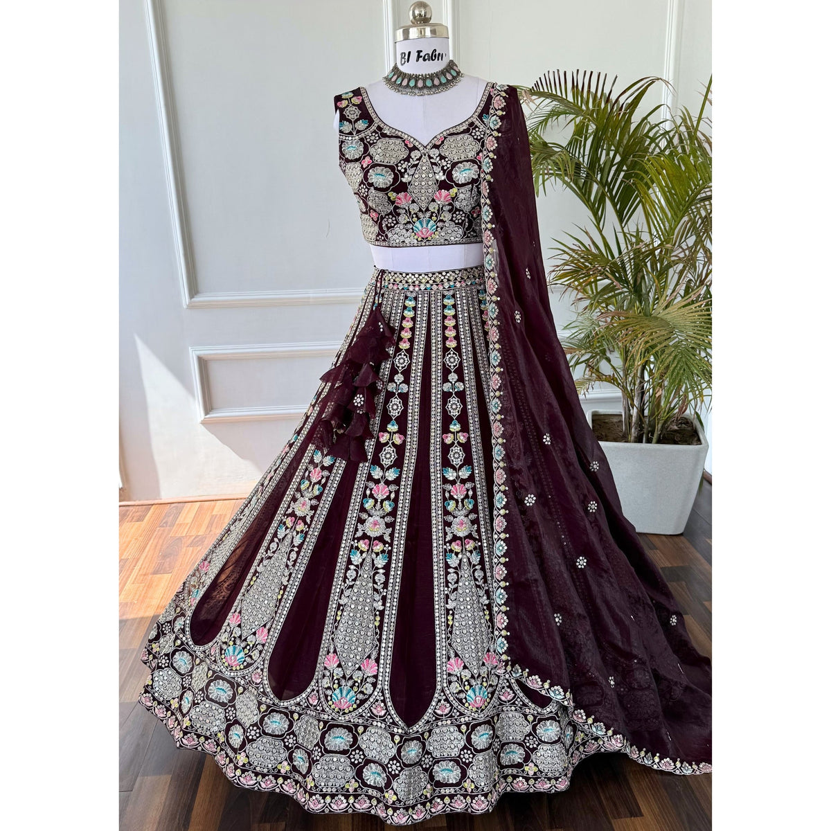 Maroon color Sequence Embroidery work Designer Lehenga Choli BL1534