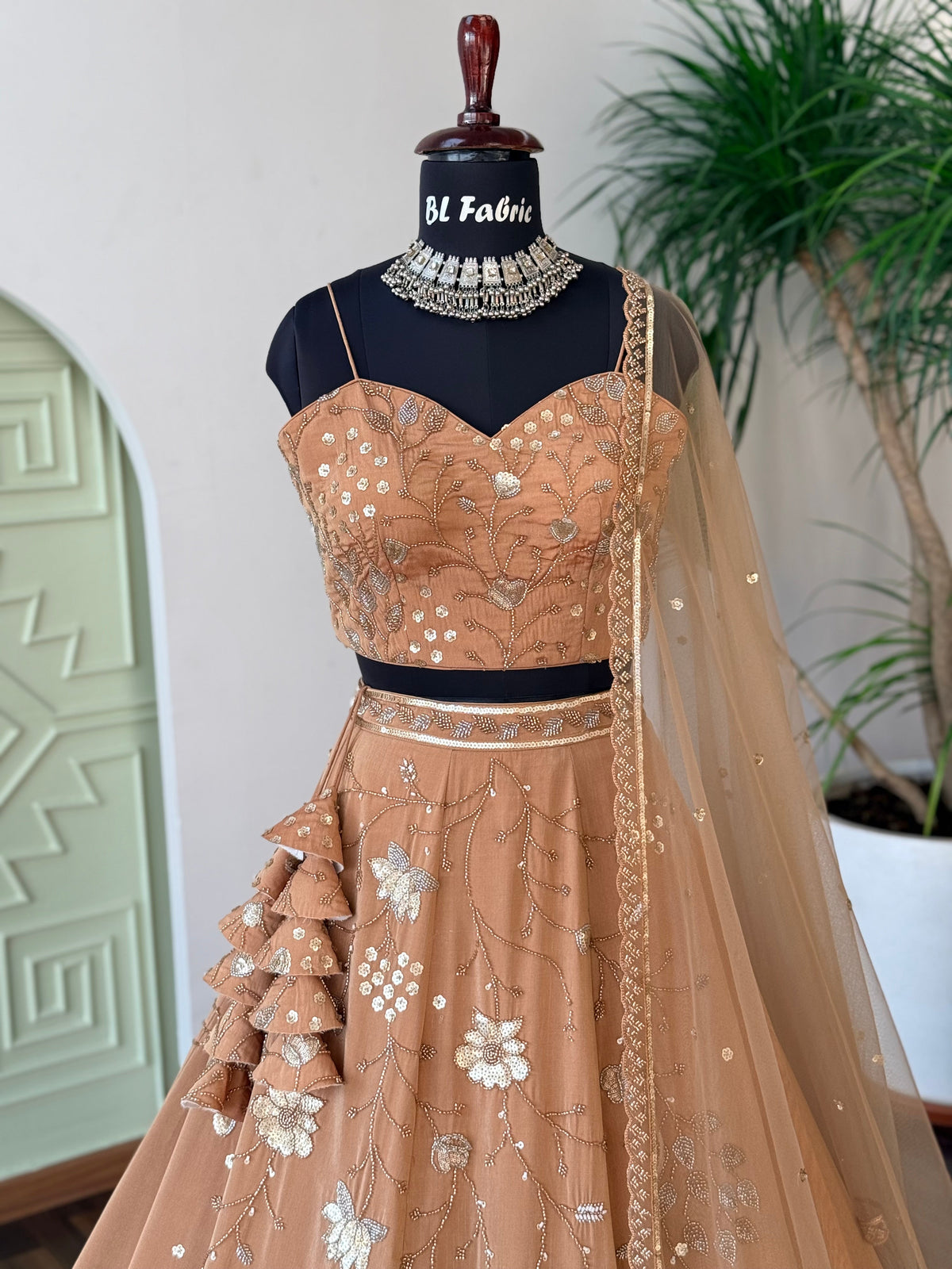 Peach Nude color Designer Bids Embroidery work Lehenga choli BL1748
