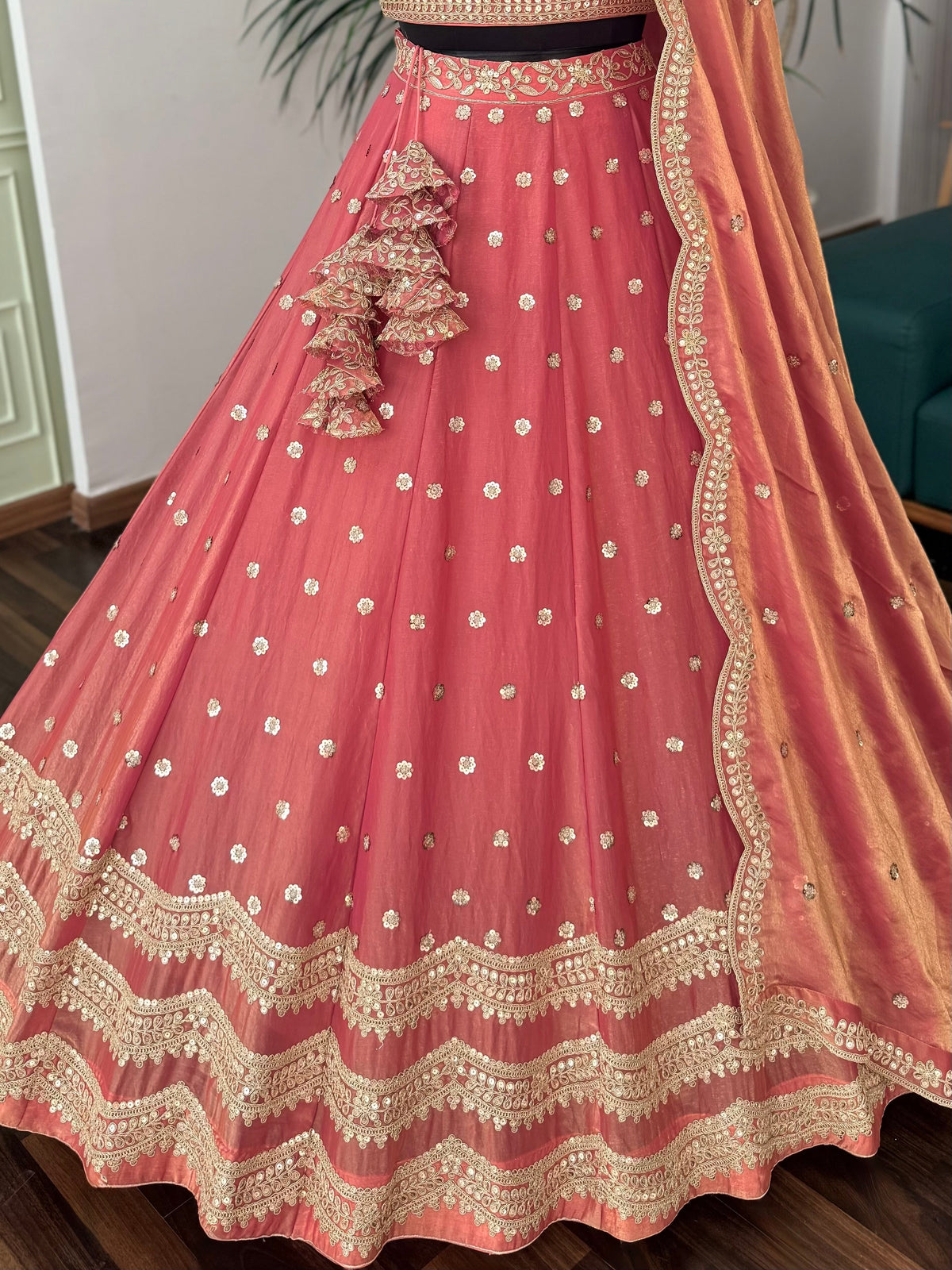 Dusty Pink color Designer Sequence Embroidery work Lehenga choli BL1702