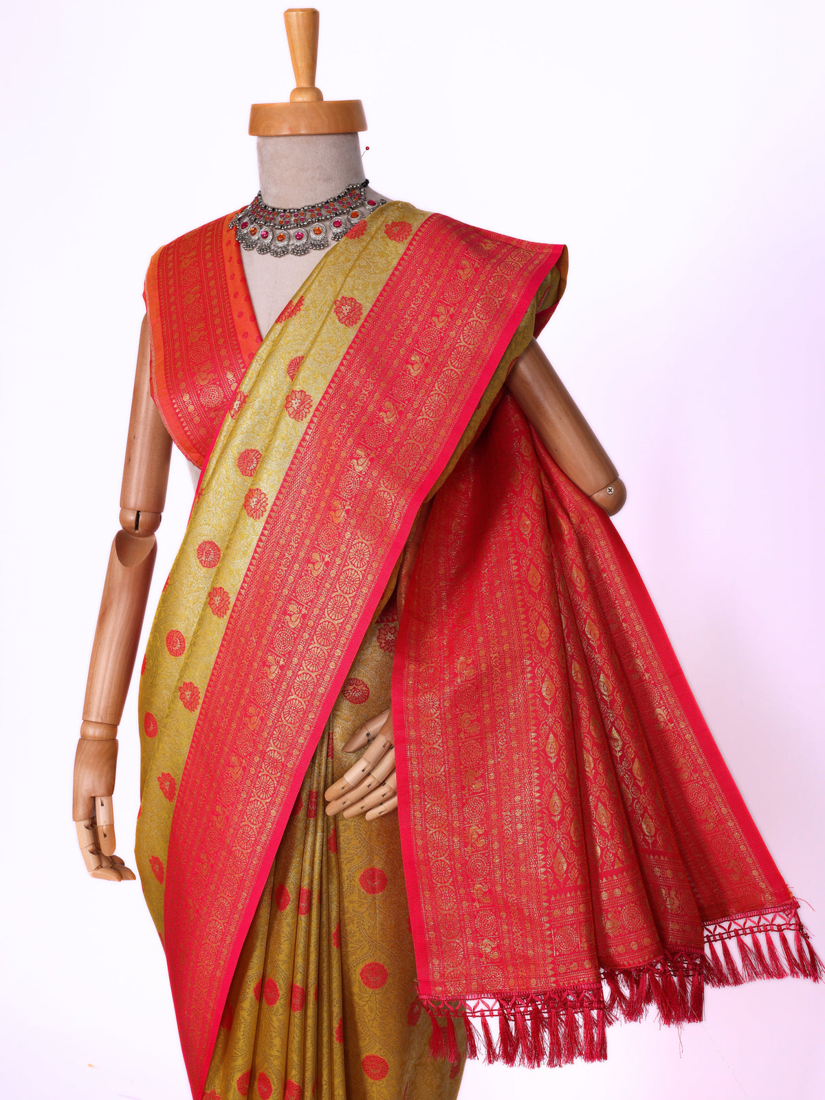 Yellow color Kanjivaram work Designer Saree BLS1009_Yellow