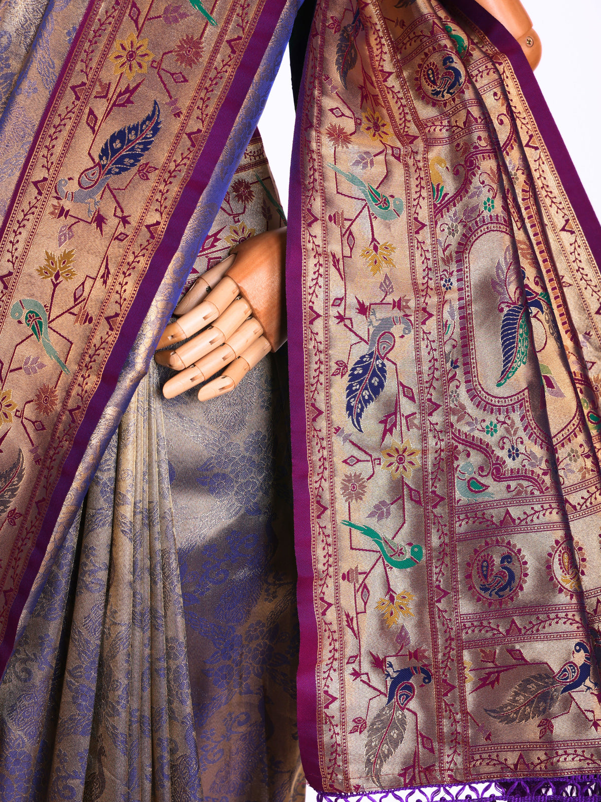 Purple color Kanjivaram work Designer Saree BLS1006_Purple