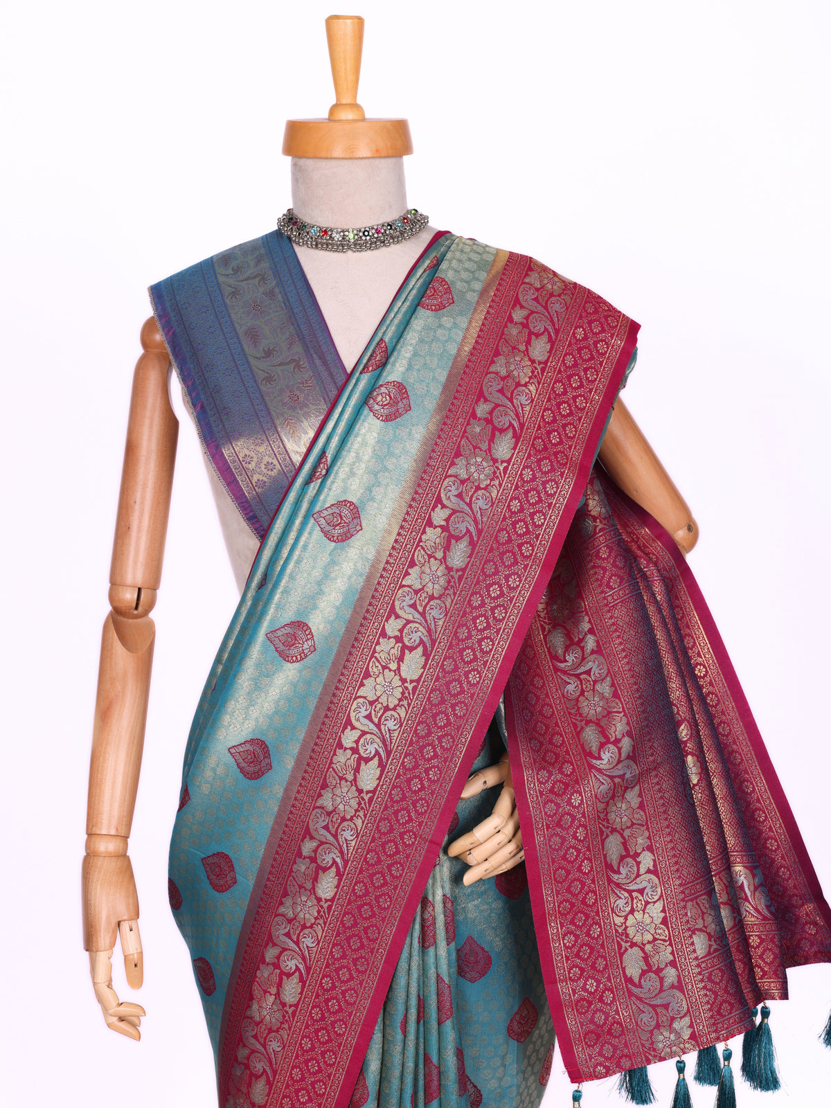 Skyblue color Kanjivaram work Designer Saree BLS1007_Skyblue