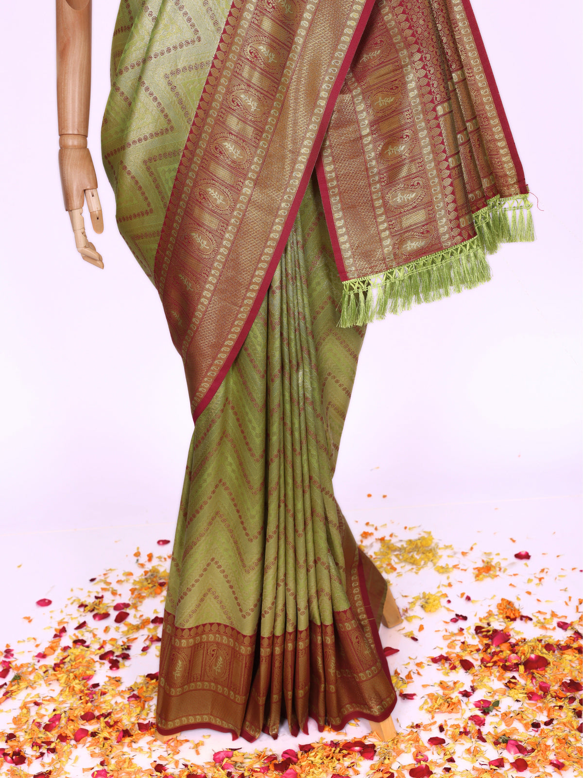 Parrot color Kanjivaram work Designer Saree BLS1008_Parrot