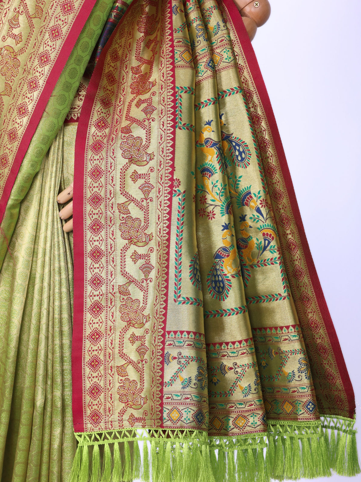 Parrot color Kanjivaram work Designer Saree BLS1015_Parrot
