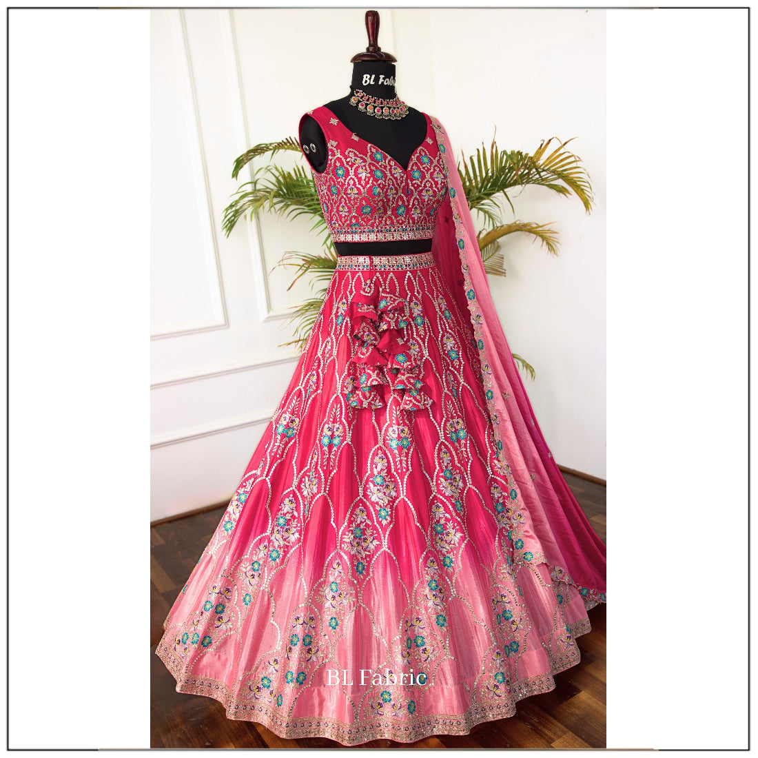Shadding Pink color Sequence Embroidery work Designer Lehenga Choli for Wedding Function BL1525