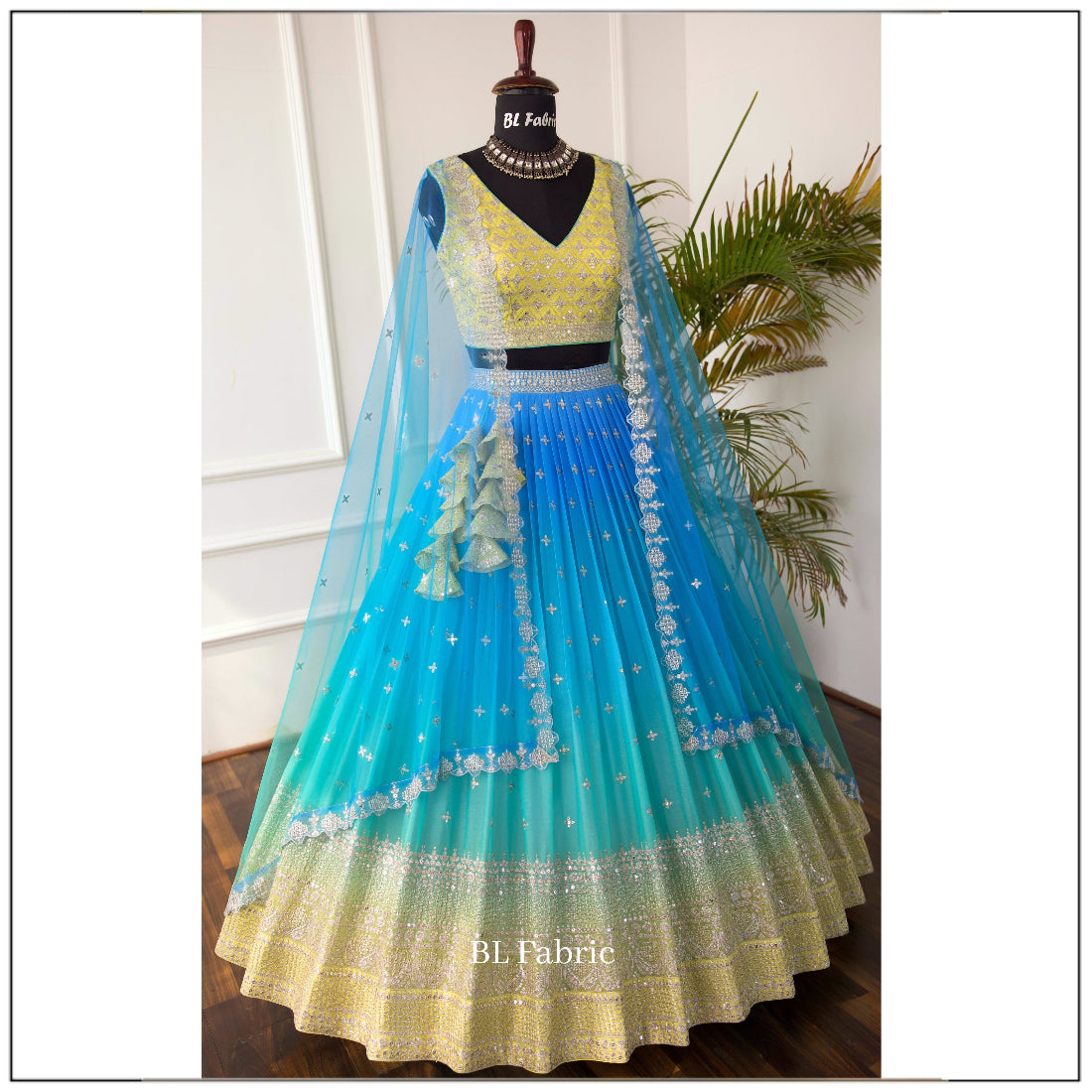 Pastal Rainbow color Sequence Embroidery work Designer Lehenga Choli for Wedding Function BL1521