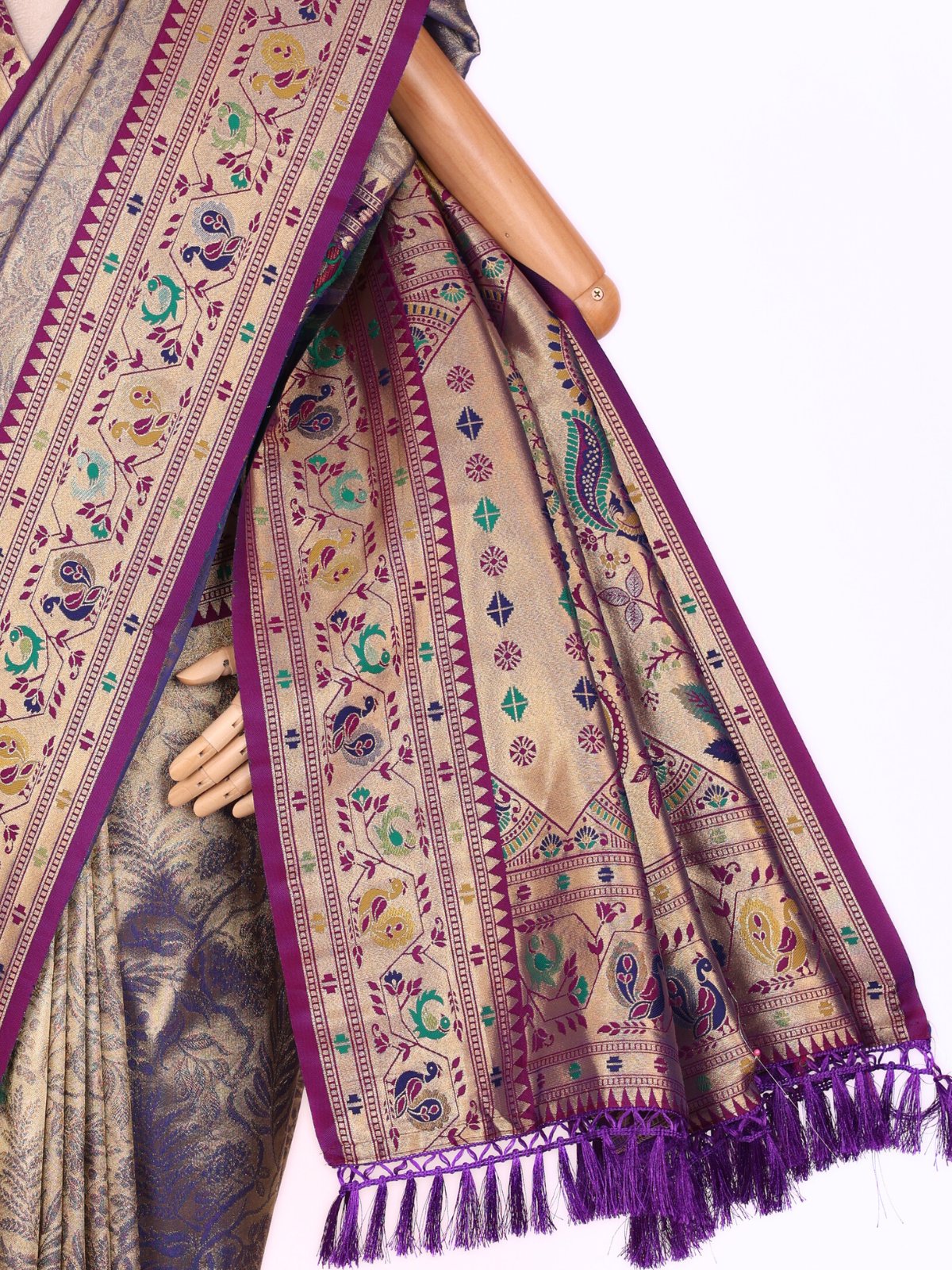 Purple color Kanjivaram work Designer Saree BLS1005_Purple