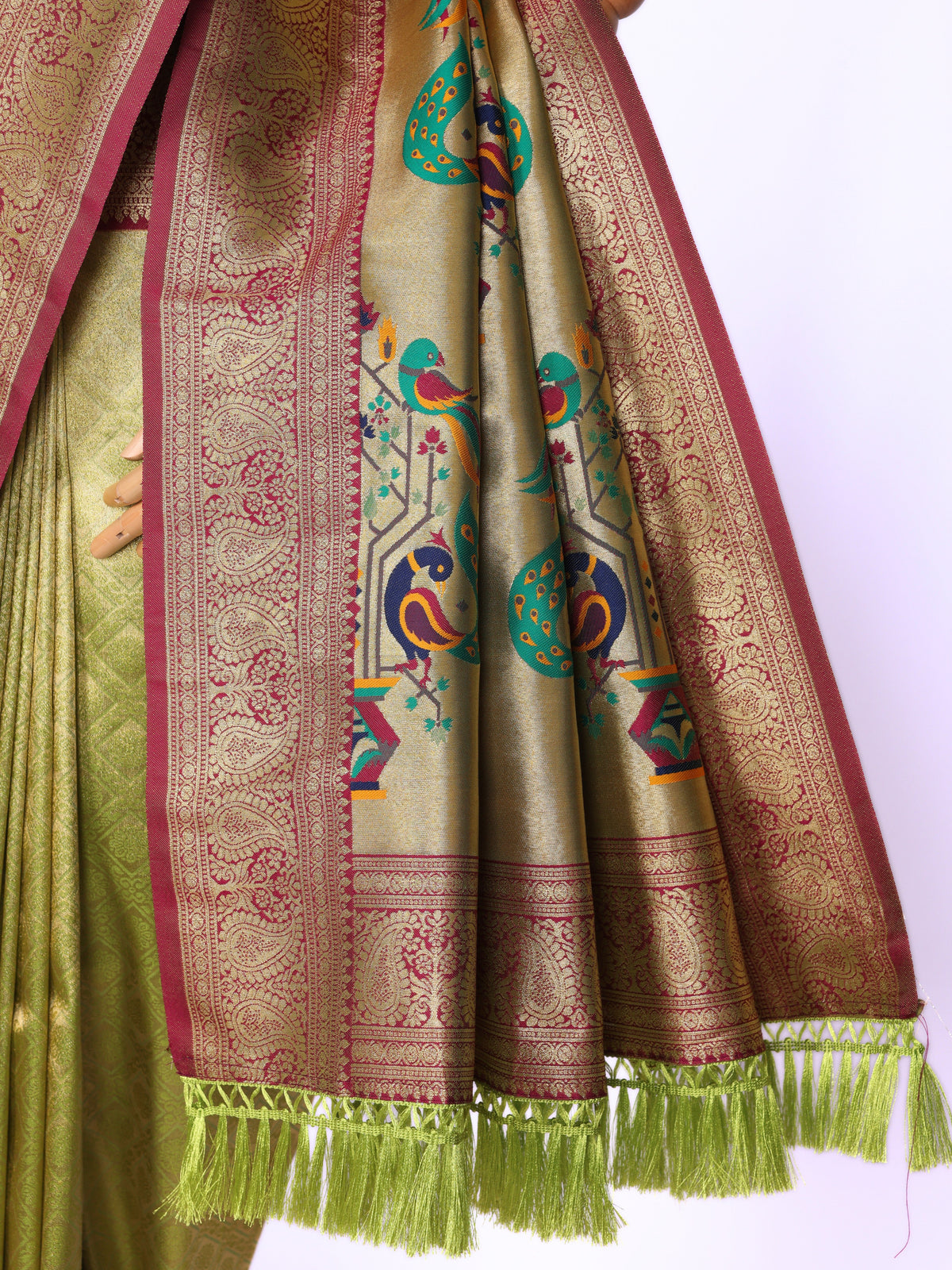 Parrot color Kanjivaram work Designer Saree BLS1013_Parrot