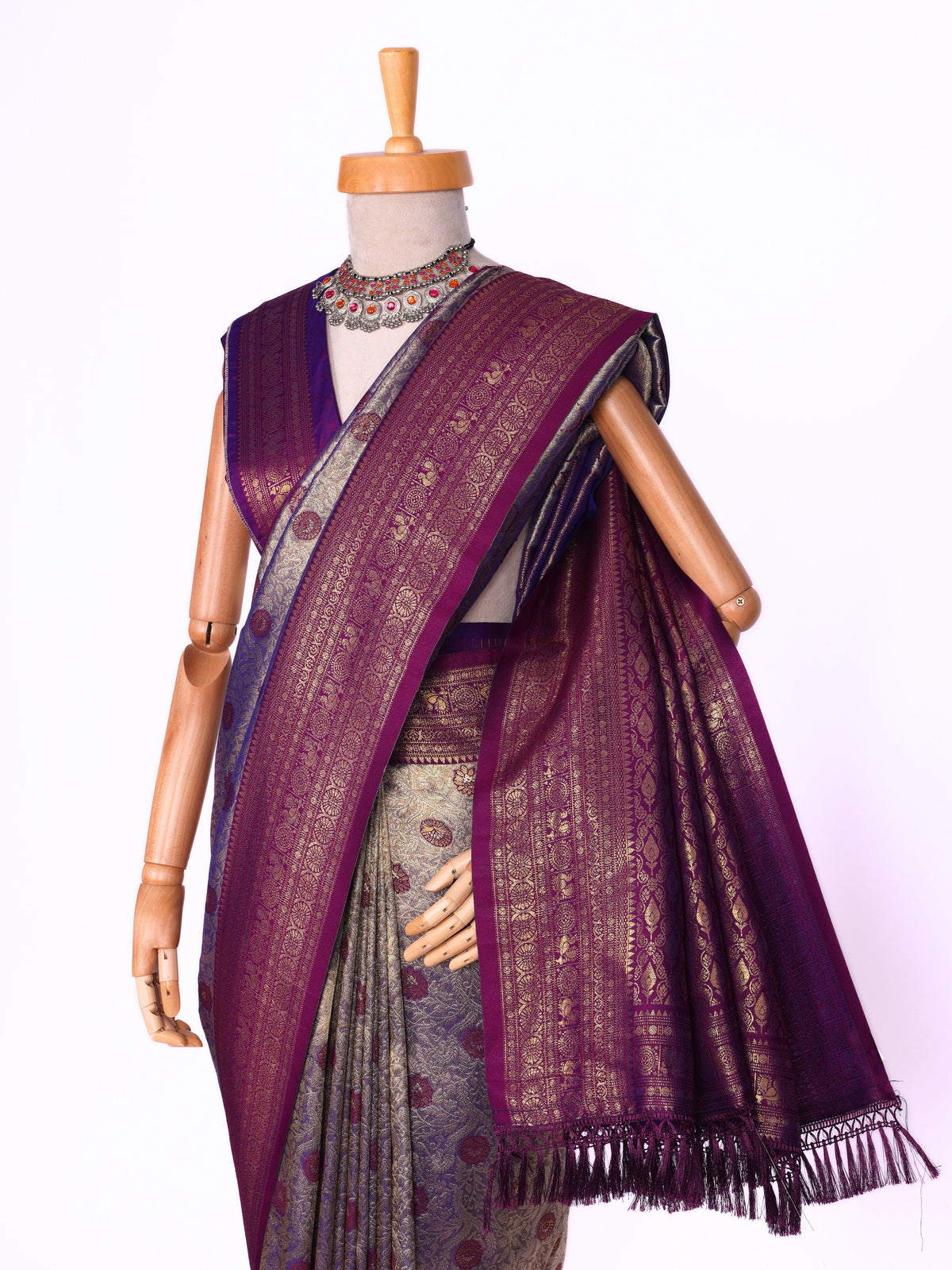 Purple color Kanjivaram work Designer Saree BLS1009_Purple