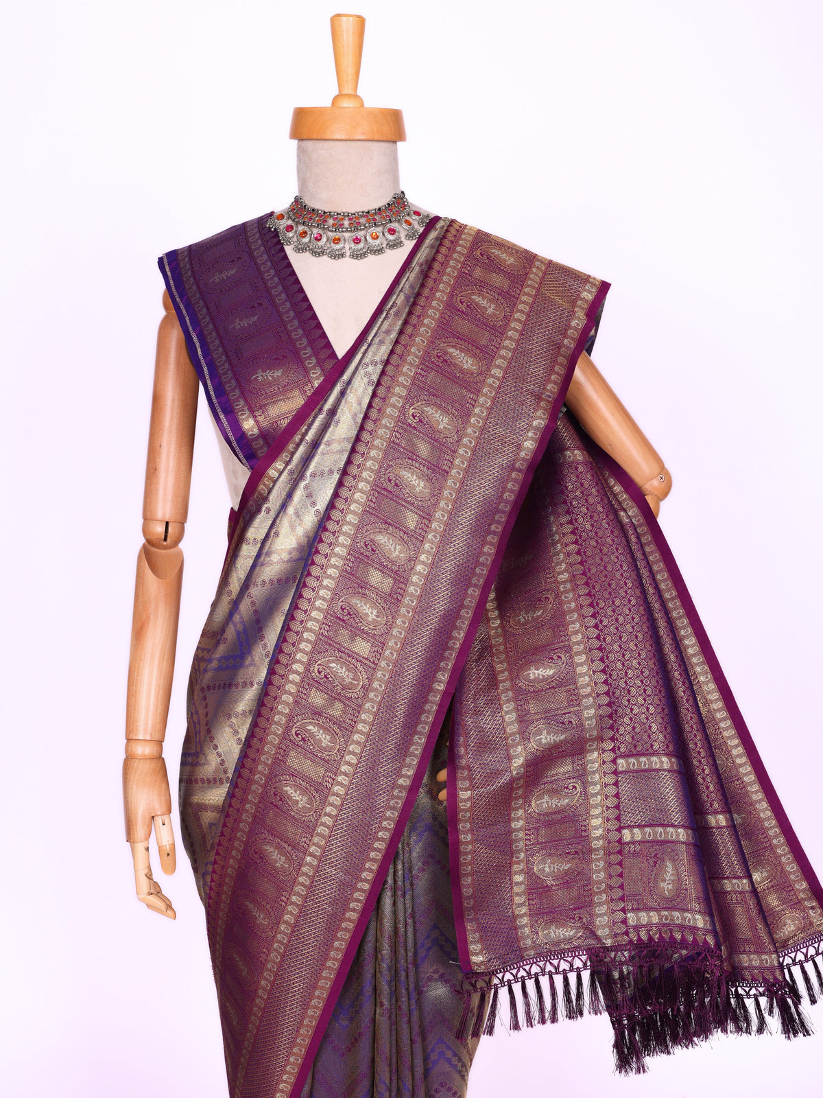 Purple color Kanjivaram work Designer Saree BLS1008_Purple