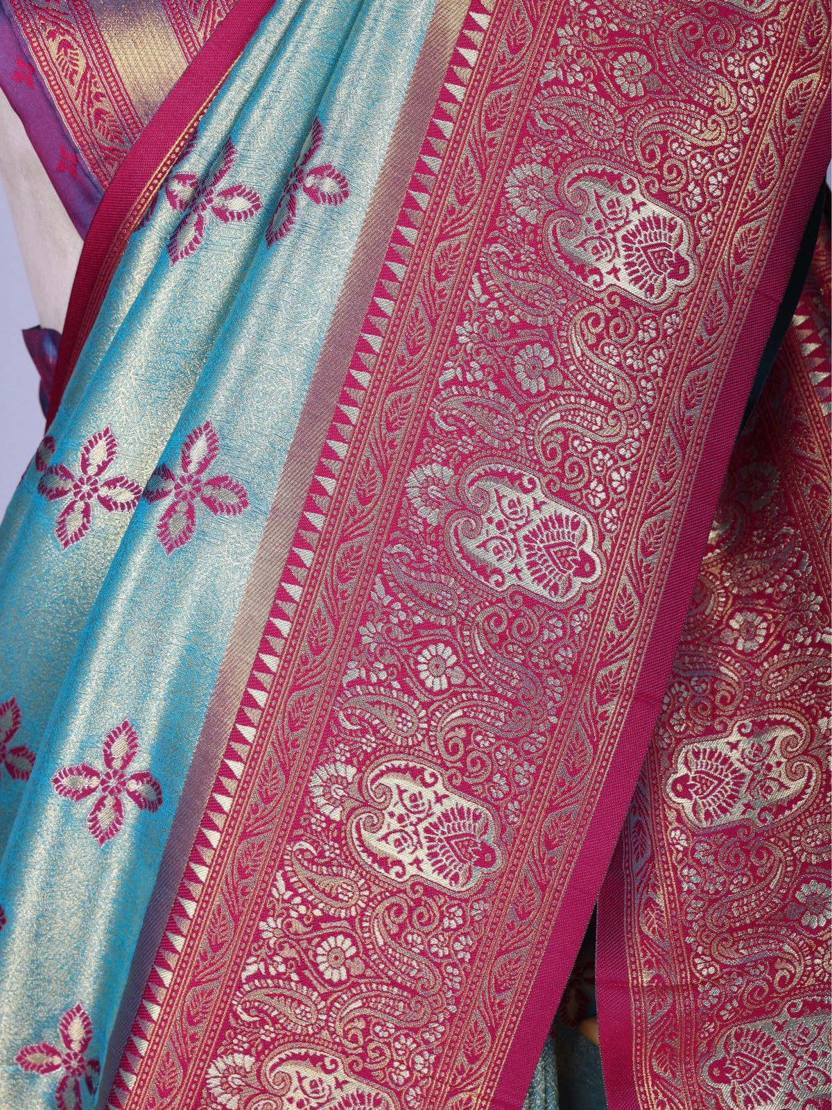 Skyblue color Kanjivaram work Designer Saree BLS1020_skyblue