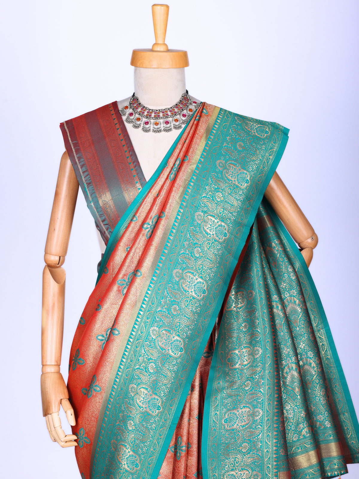 Orange color Kanjivaram work Designer Saree BLS1020_Orange