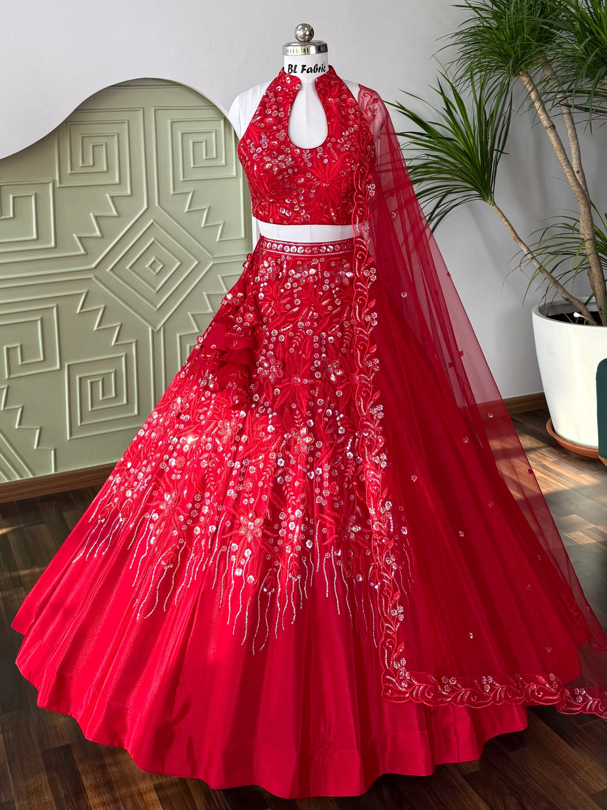 Red color Sequence Embroidery work Designer Lehenga Choli BL1662