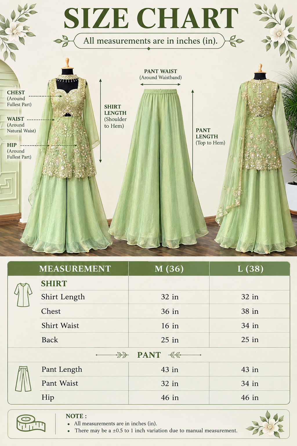 Pastel Pistachio Green color Bids Sequence Embroidery work Sharara set BLS138