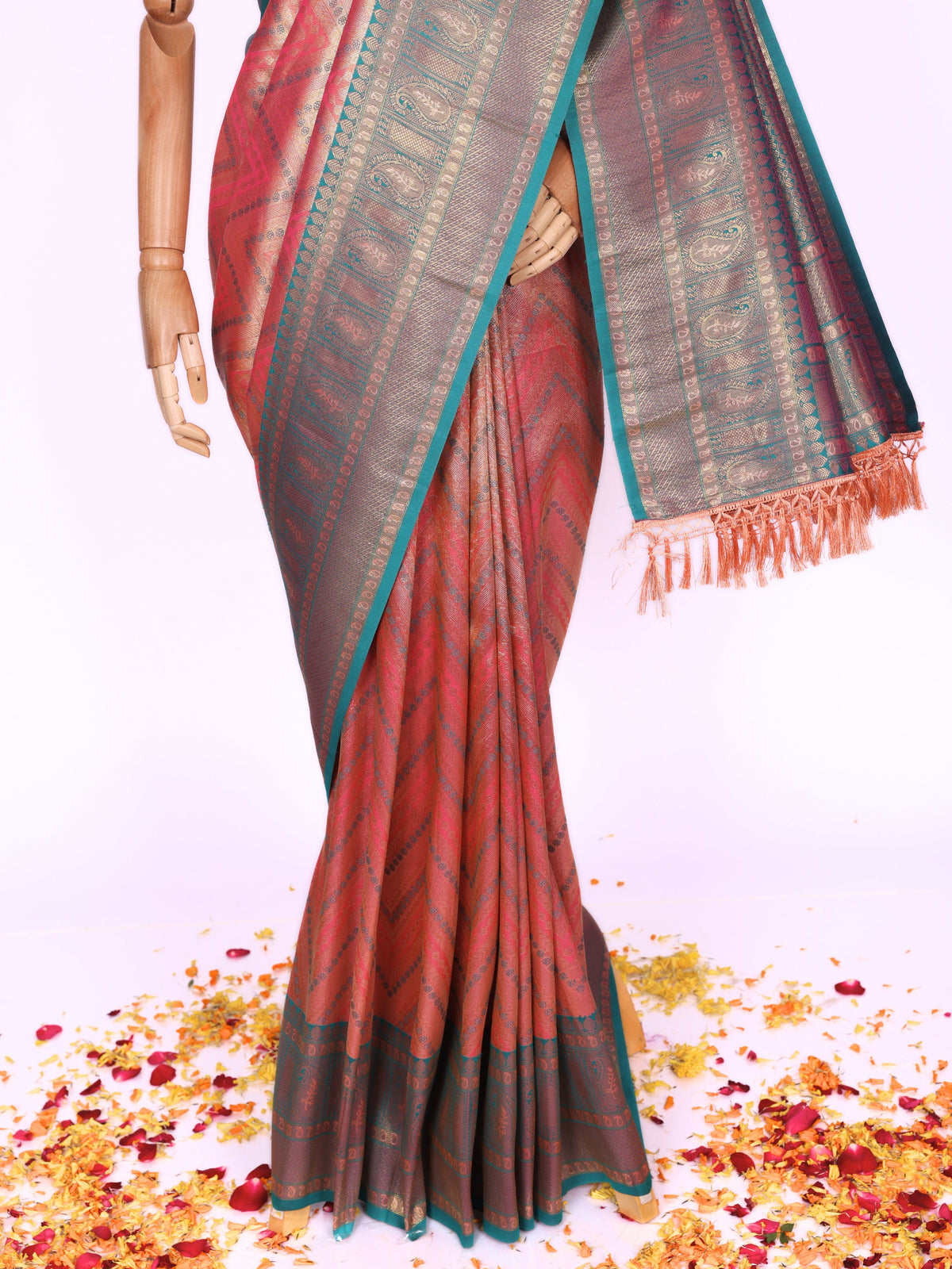 Peach color Kanjivaram work Designer Saree BLS1008_Peach
