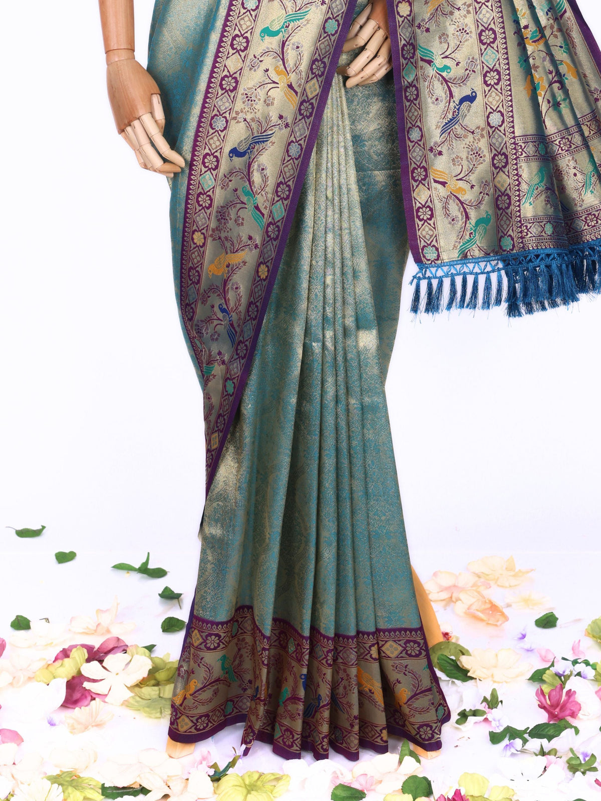 Sky blue color Kanjivaram work Designer Saree BLS1014_Sky blue