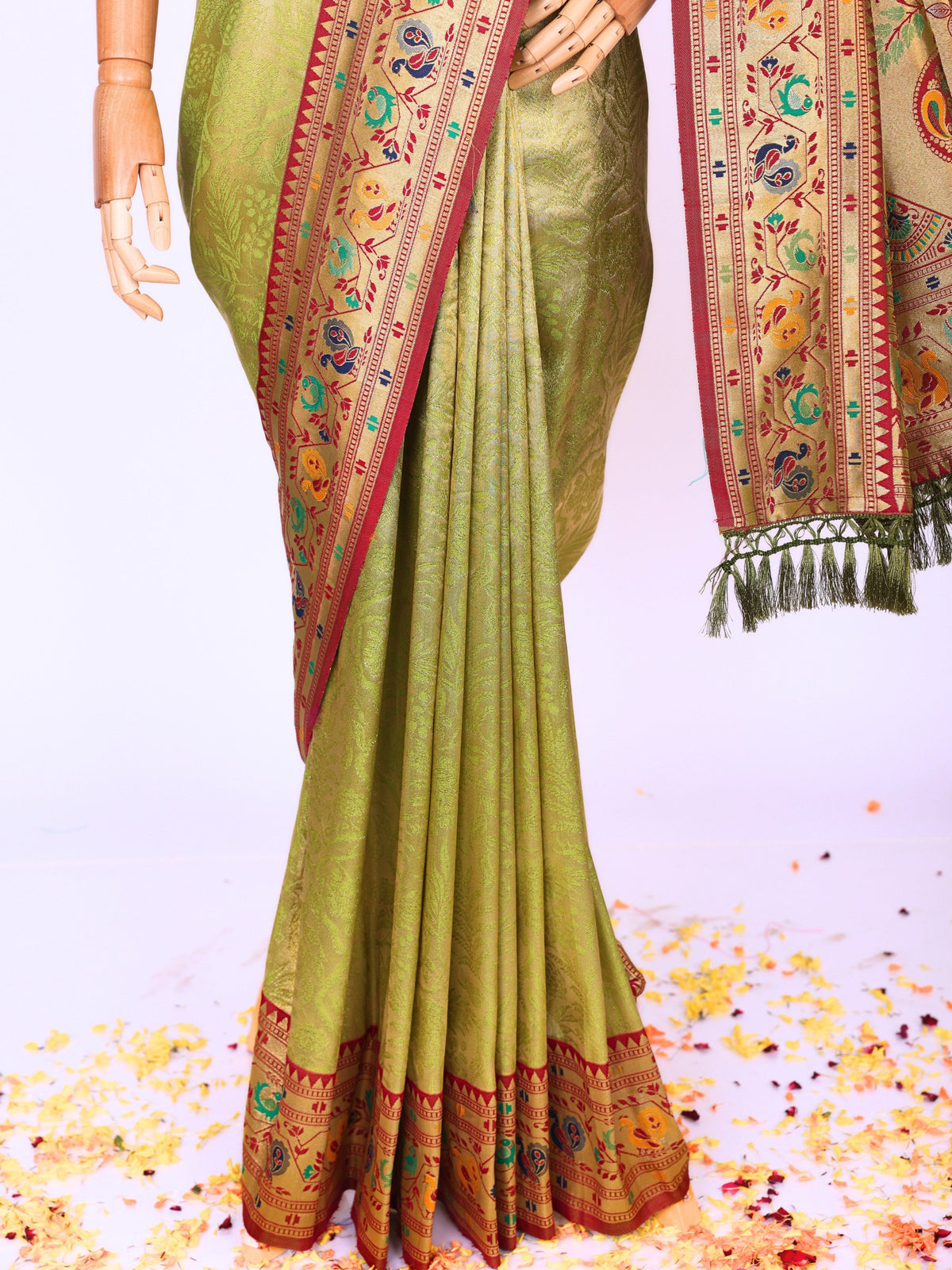 Parrot color Kanjivaram work Designer Saree BLS1005_Parrot