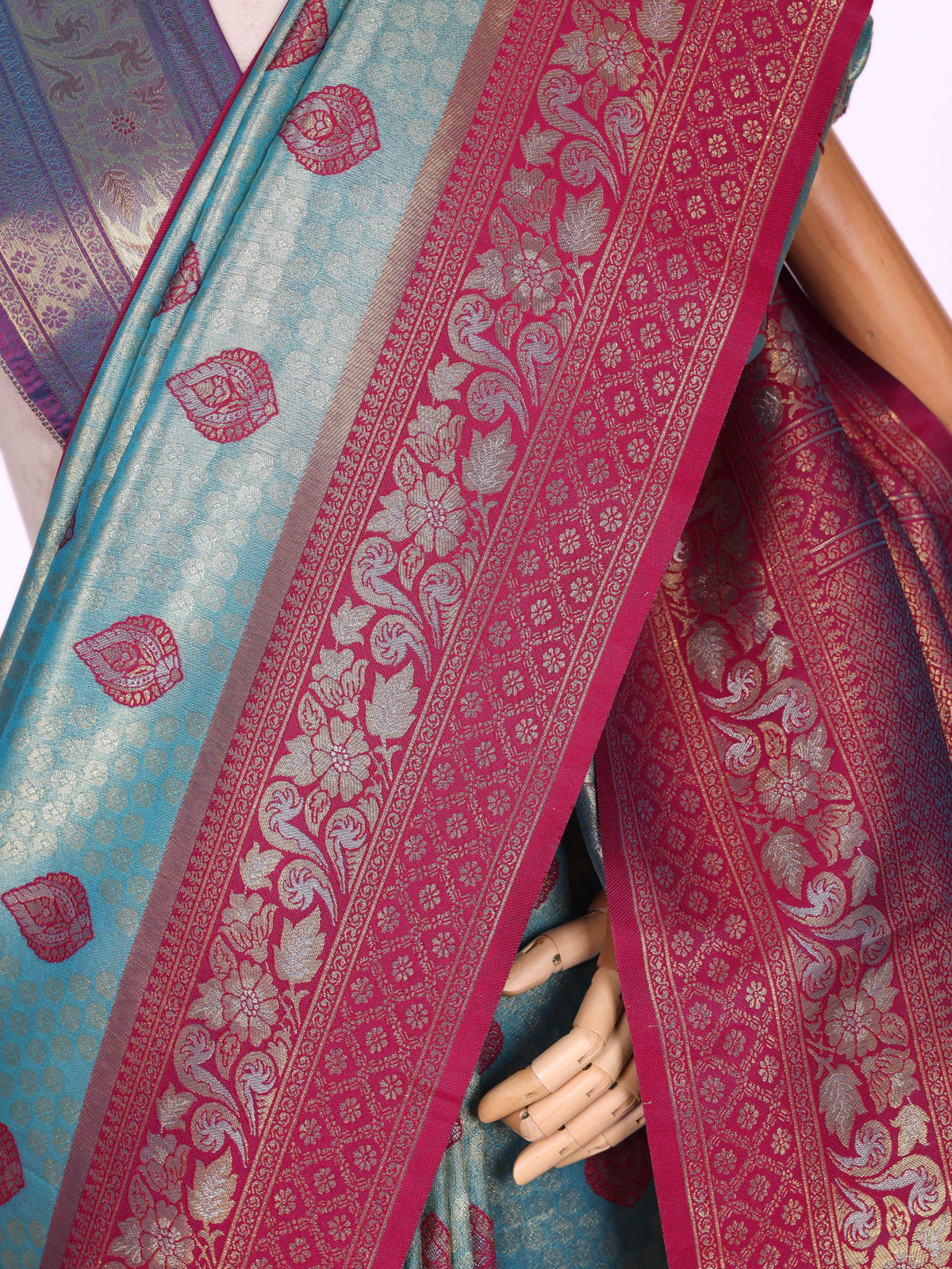 Skyblue color Kanjivaram work Designer Saree BLS1007_Skyblue