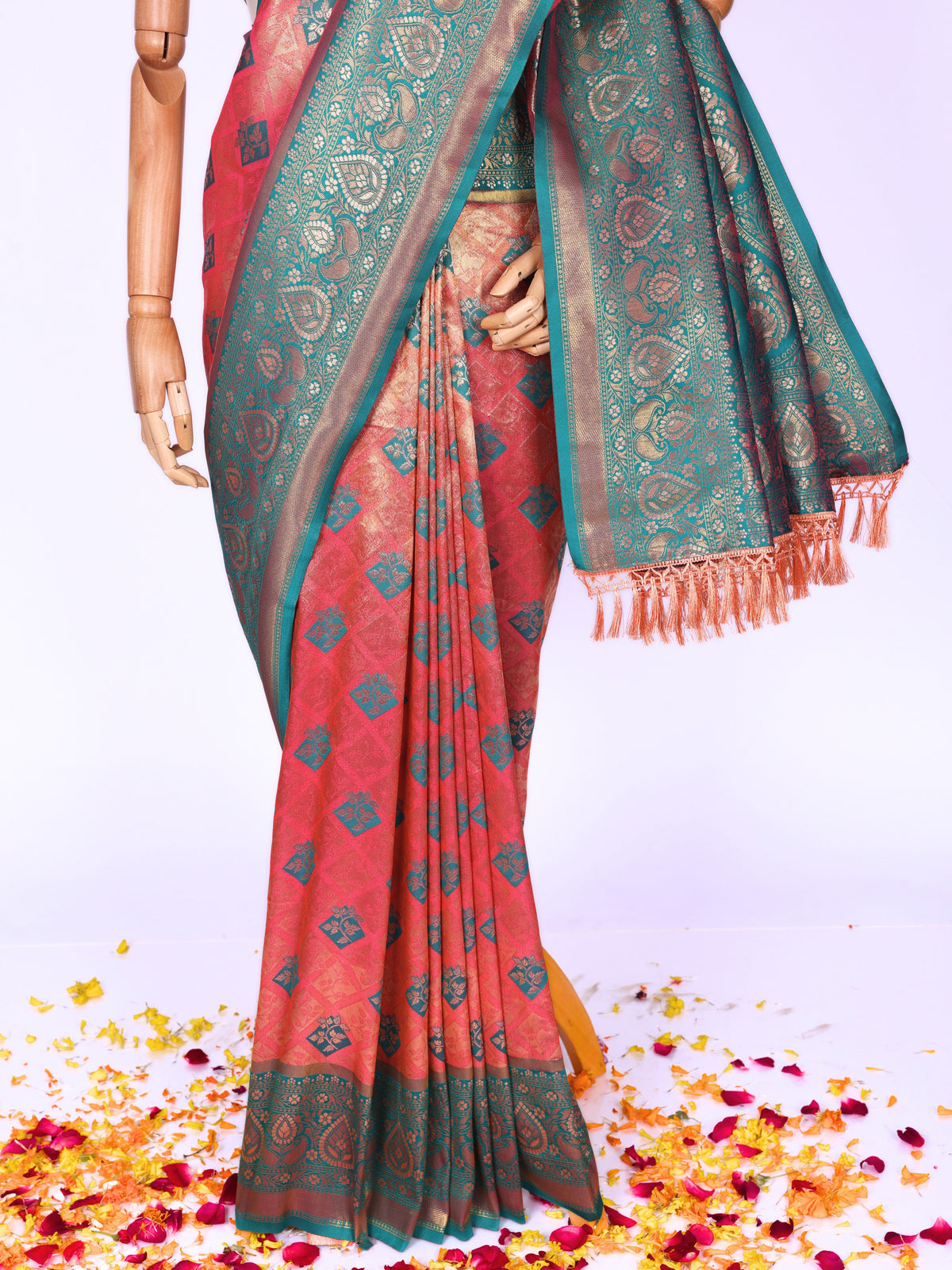 Peach color Kanjivaram work Designer Saree BLS1012_Peach