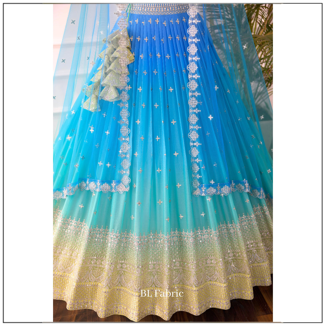 Pastal Rainbow color Sequence Embroidery work Designer Lehenga Choli for Wedding Function BL1521