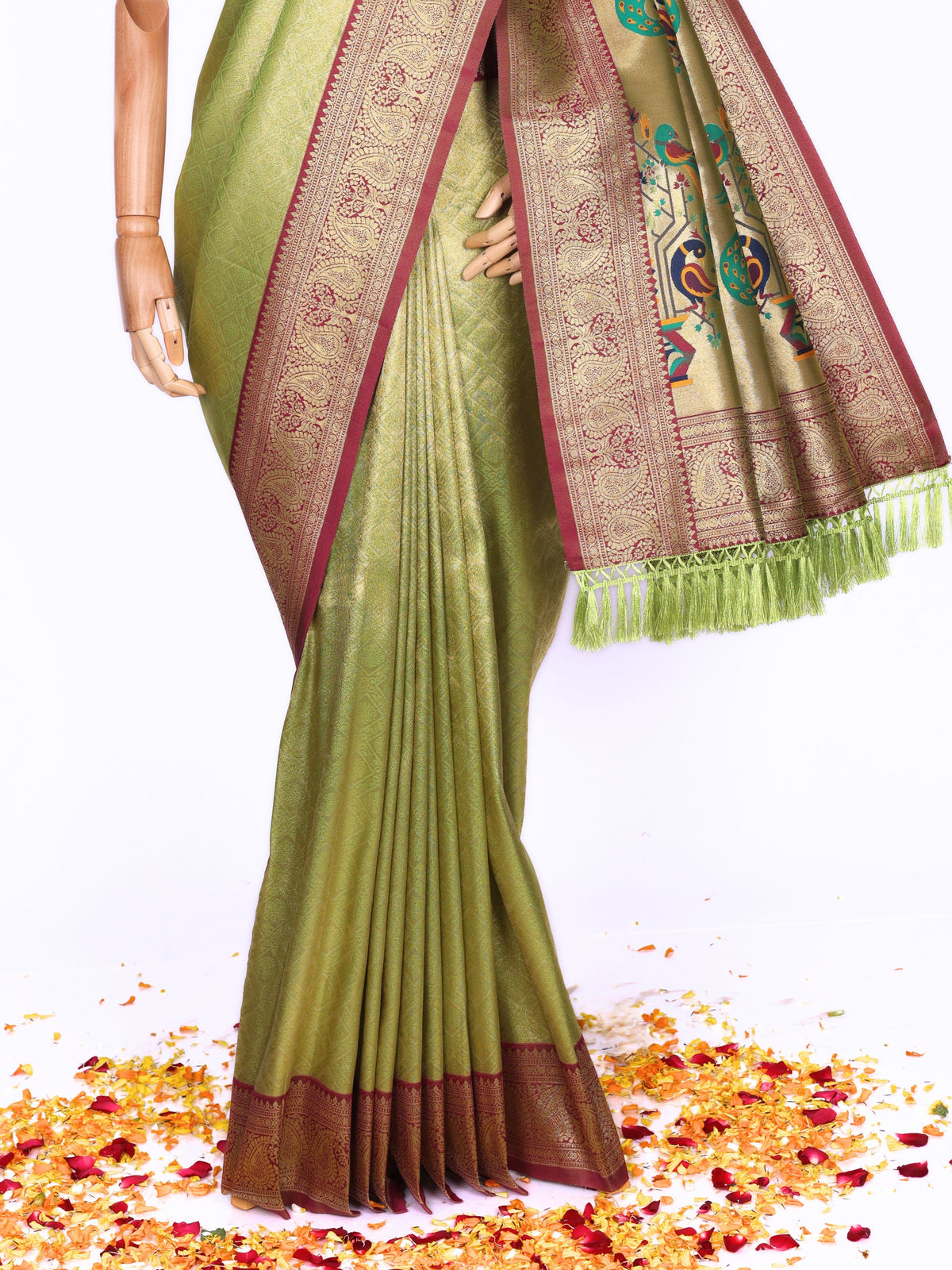 Parrot color Kanjivaram work Designer Saree BLS1013_Parrot
