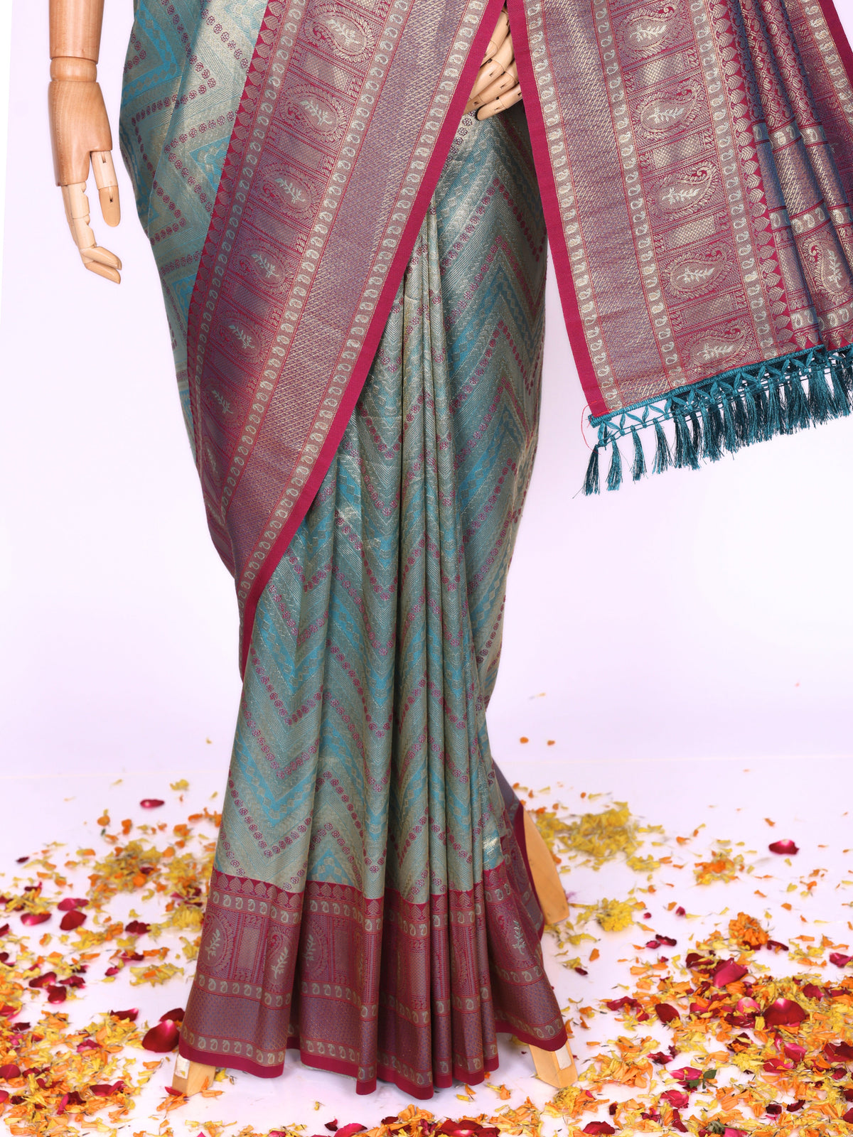 Skyblue color Kanjivaram work Designer Saree BLS1008_Skyblue