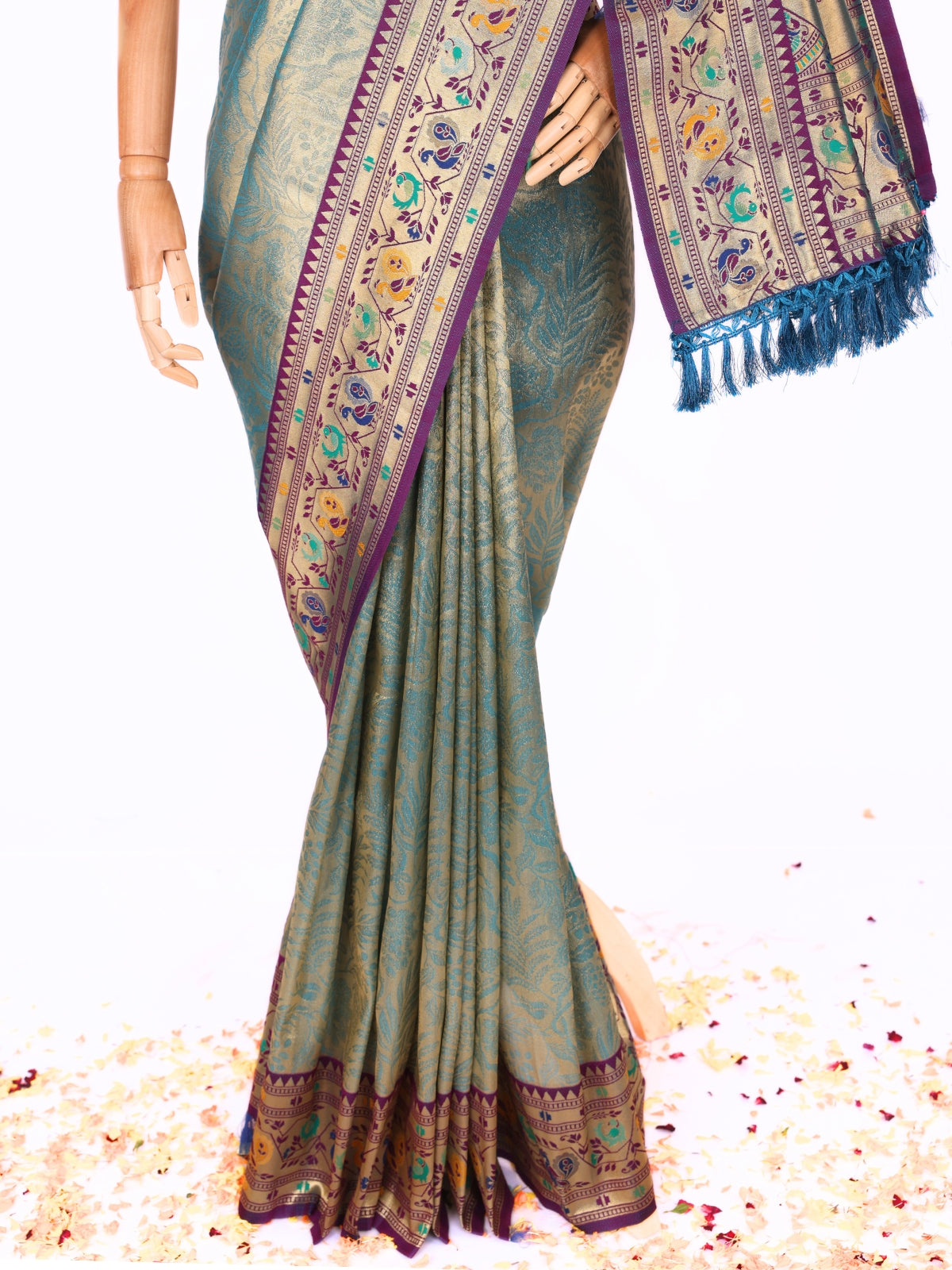 Skyblue color Kanjivaram work Designer Saree BLS1005_Skyblue