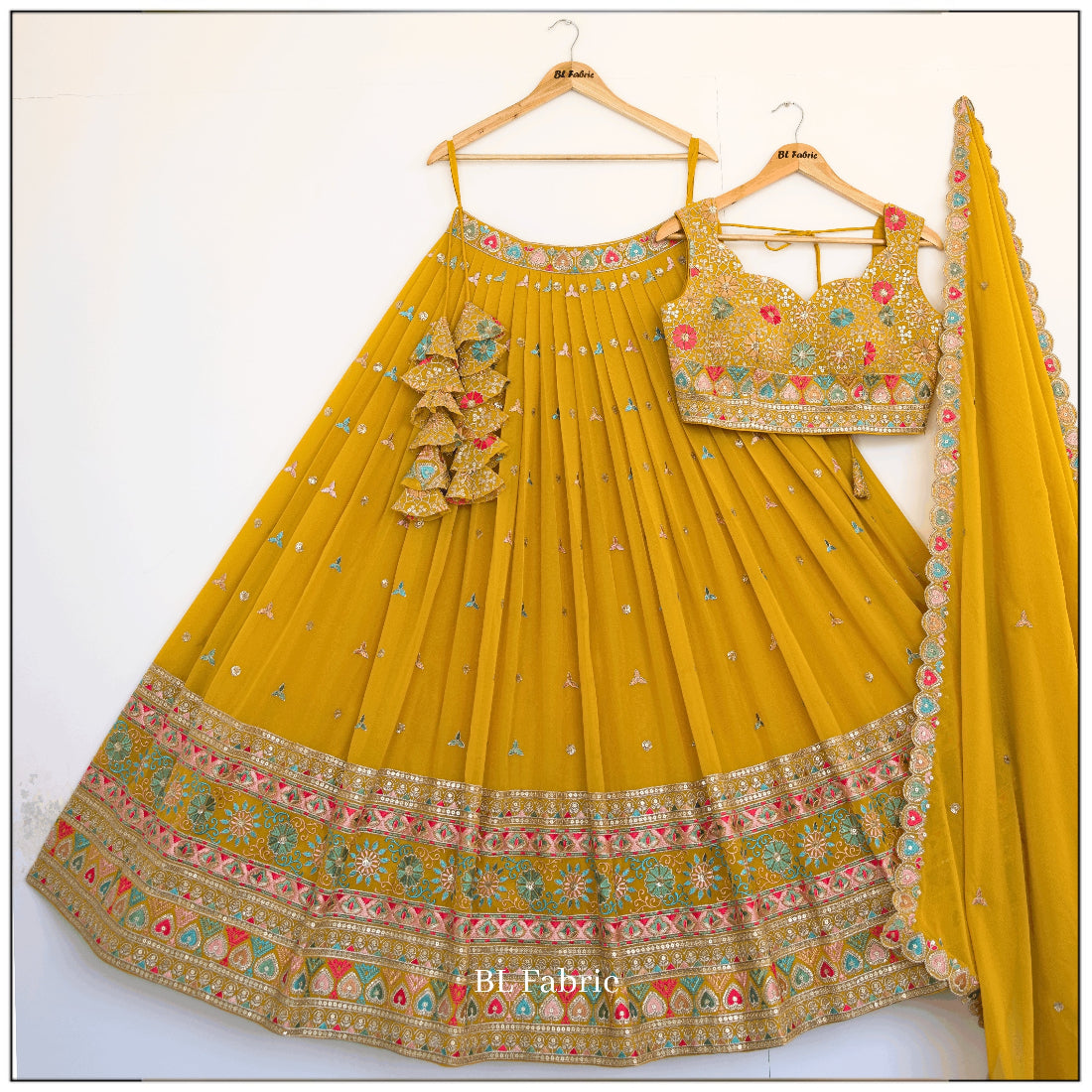 Yellow color Sequence Embroidery work Designer Lehenga Choli for Wedding Function BL1504