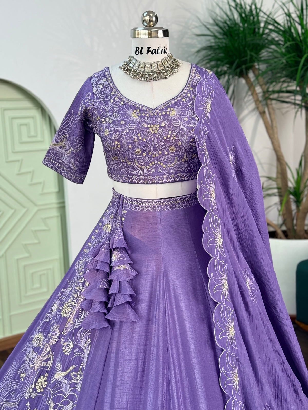 Light purple color Sequence Embroidery work Designer Lehenga Choli BL1684
