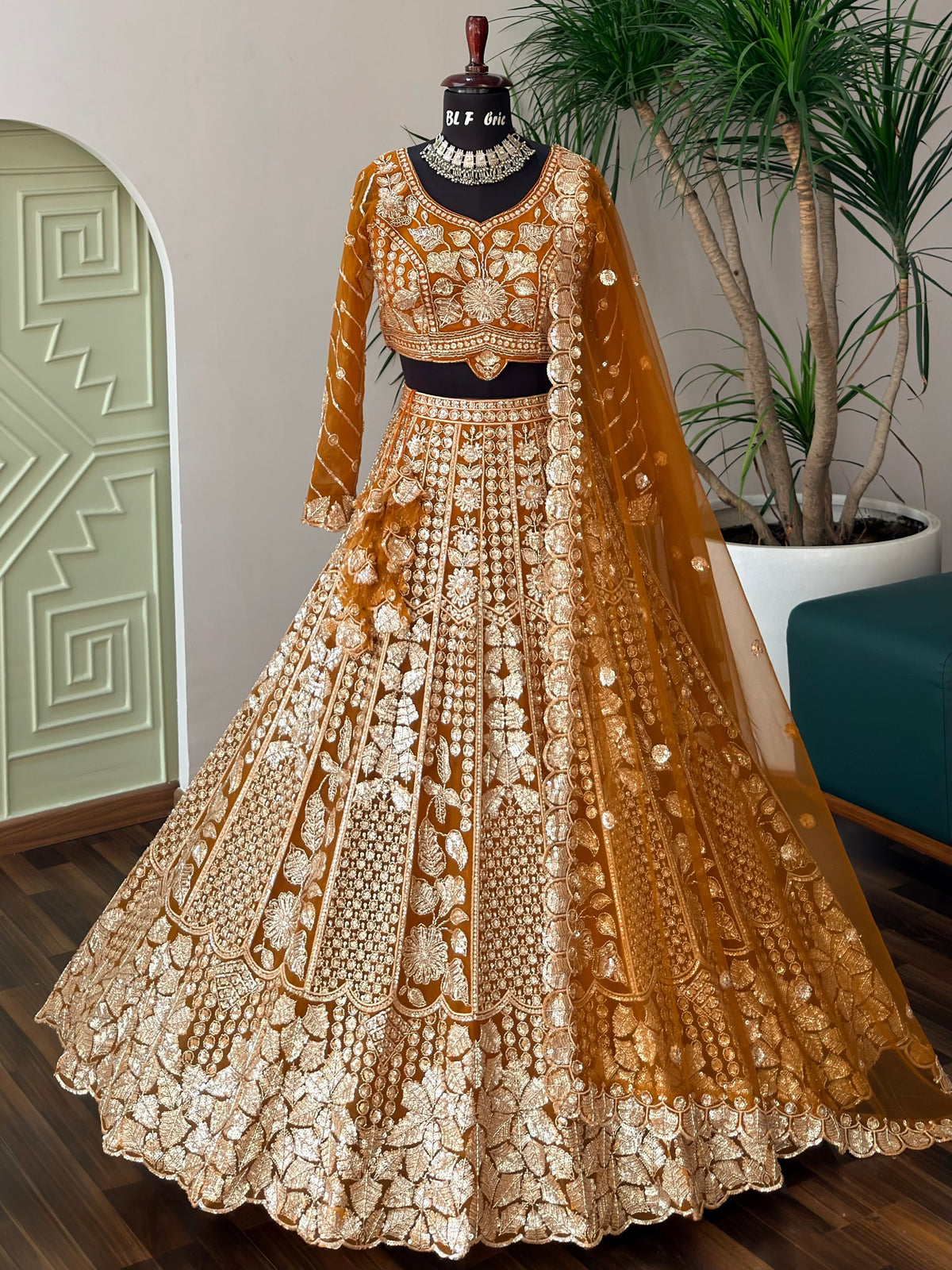 Orange color Hand Embroidery work Designer Lehenga Choli for Wedding Function BL1709