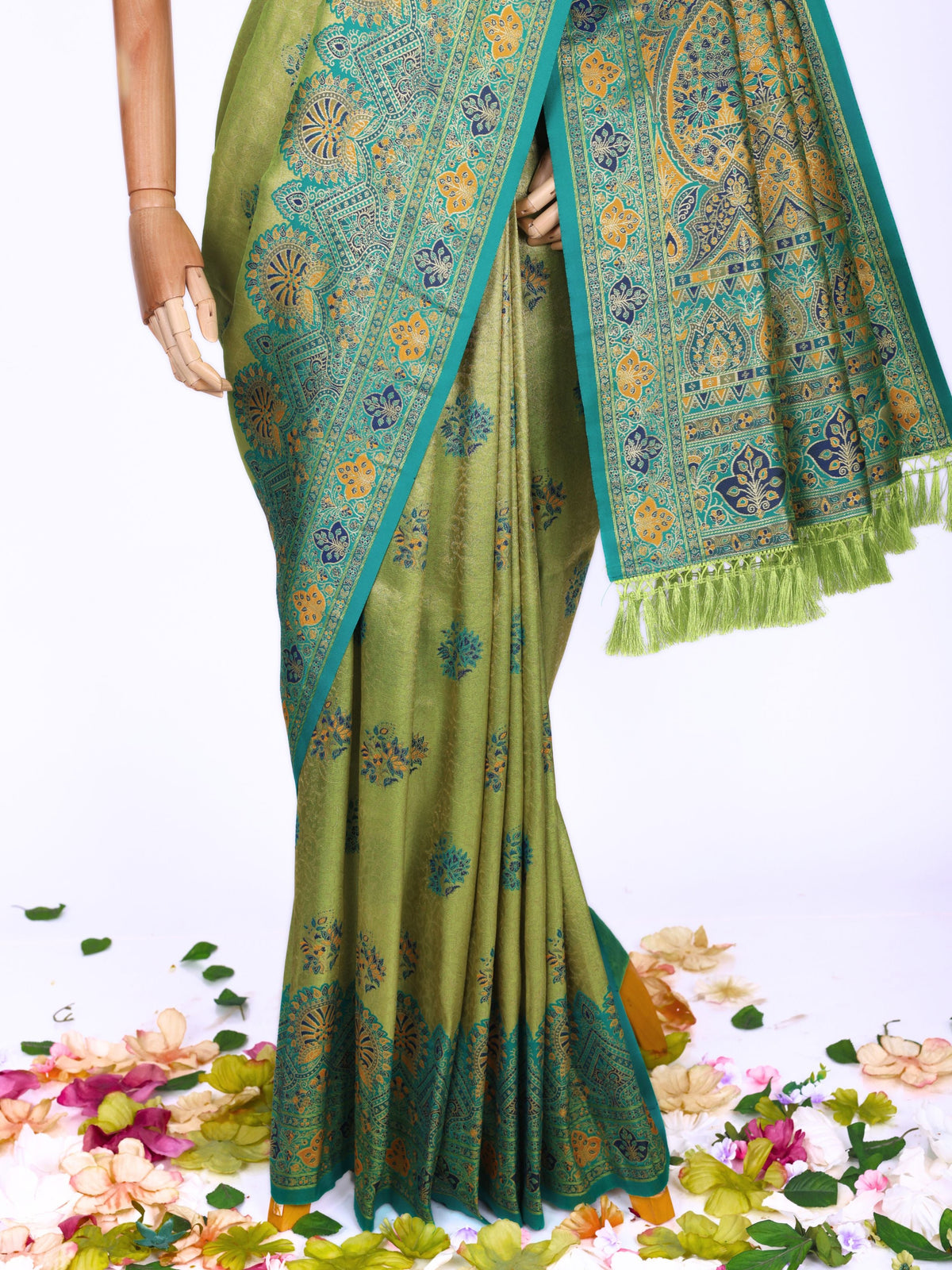 Parrot color Kanjivaram work Designer Saree BLS1019_Parrot