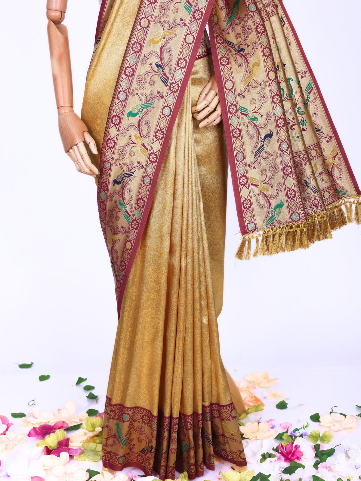 Yellow color Kanjivaram work Designer Saree BLS1014_Yellow